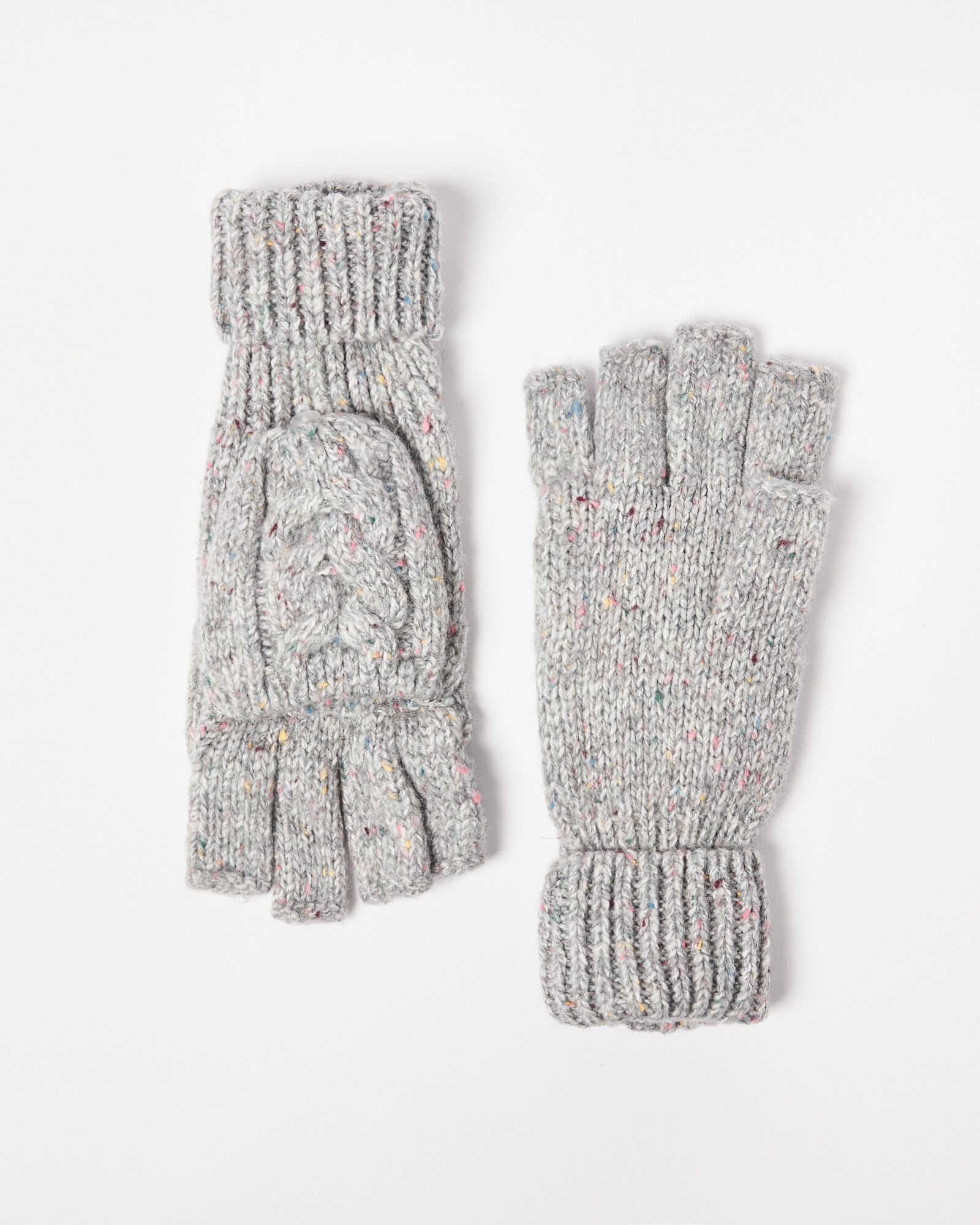 Speckled Grey Knitted Fingerless Gloves | Oliver Bonas