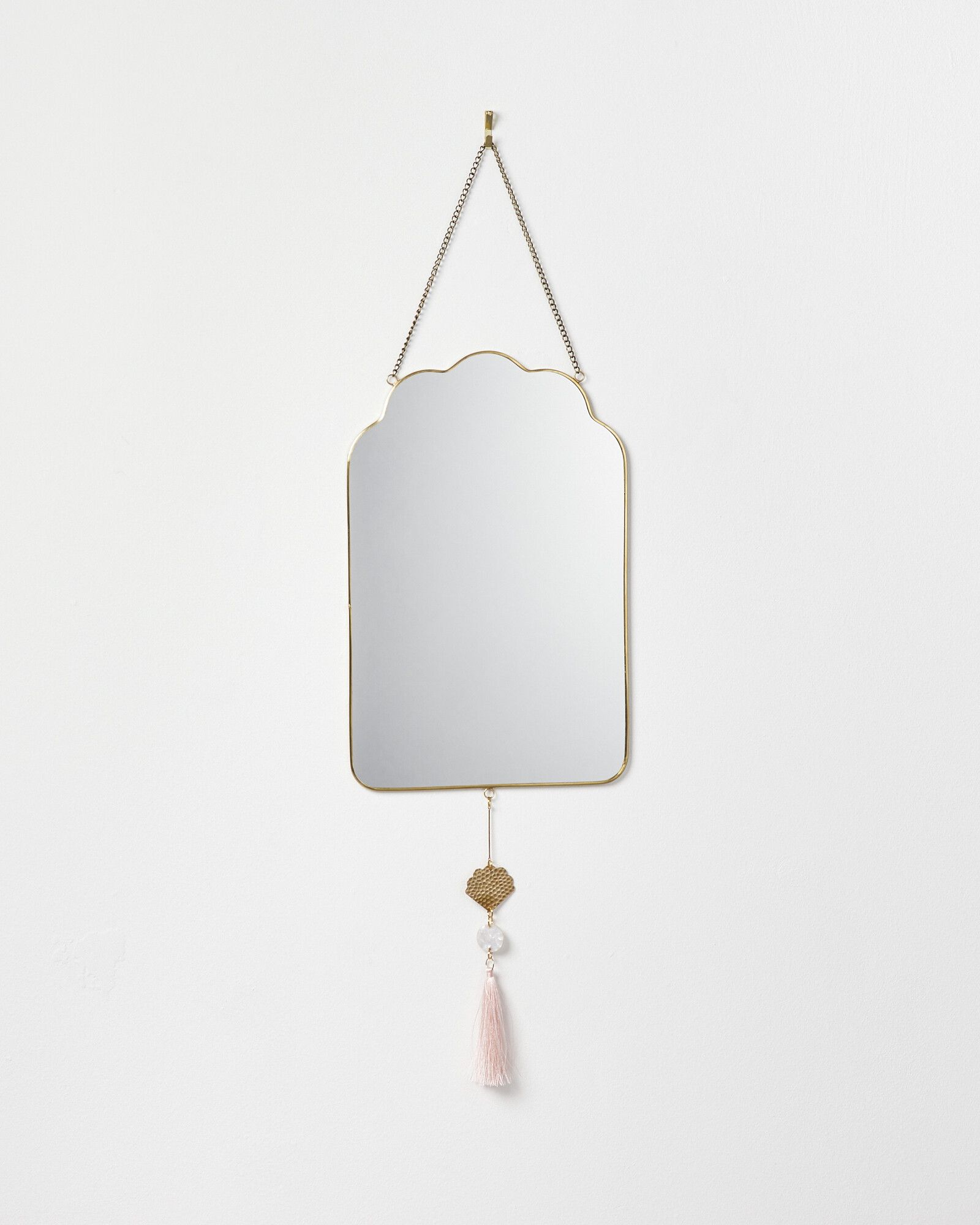 Hanging Pink Tassel Embellished Gold Mirror | Oliver Bonas IE