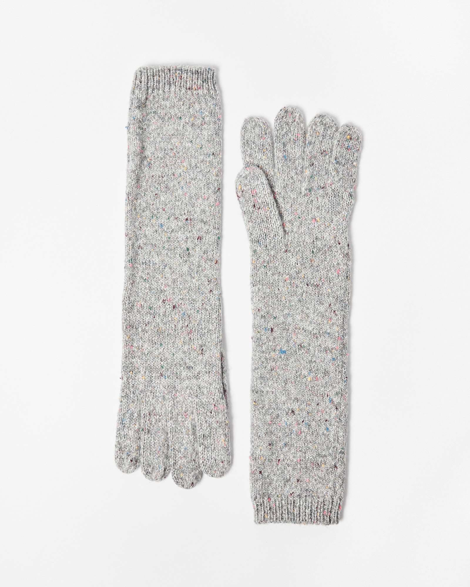 Long Neppy Grey Long Knitted Gloves Oliver Bonas