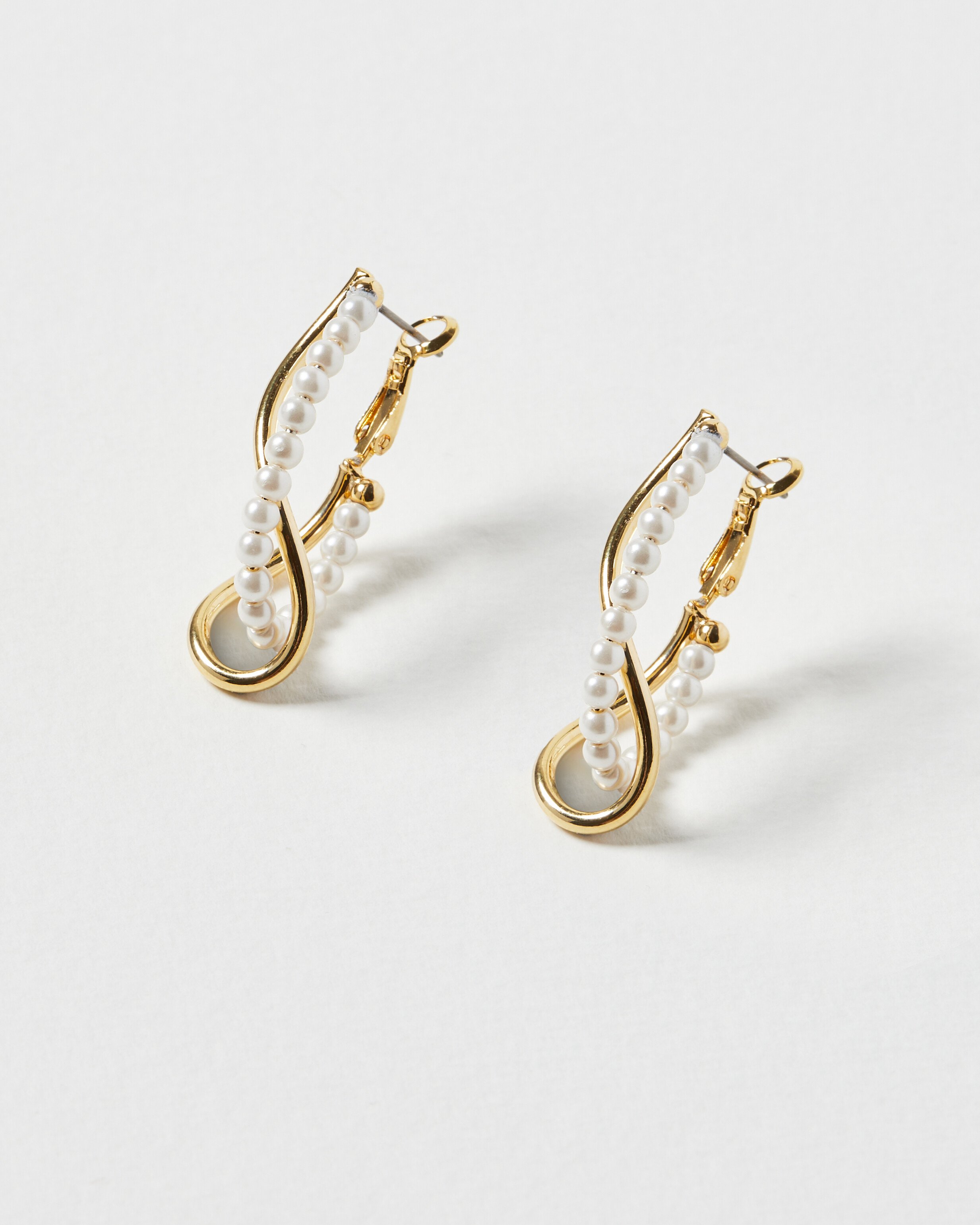 Osa Entwined Gold & Faux Pearl Twisted Hoop Earrings Oliver Bonas