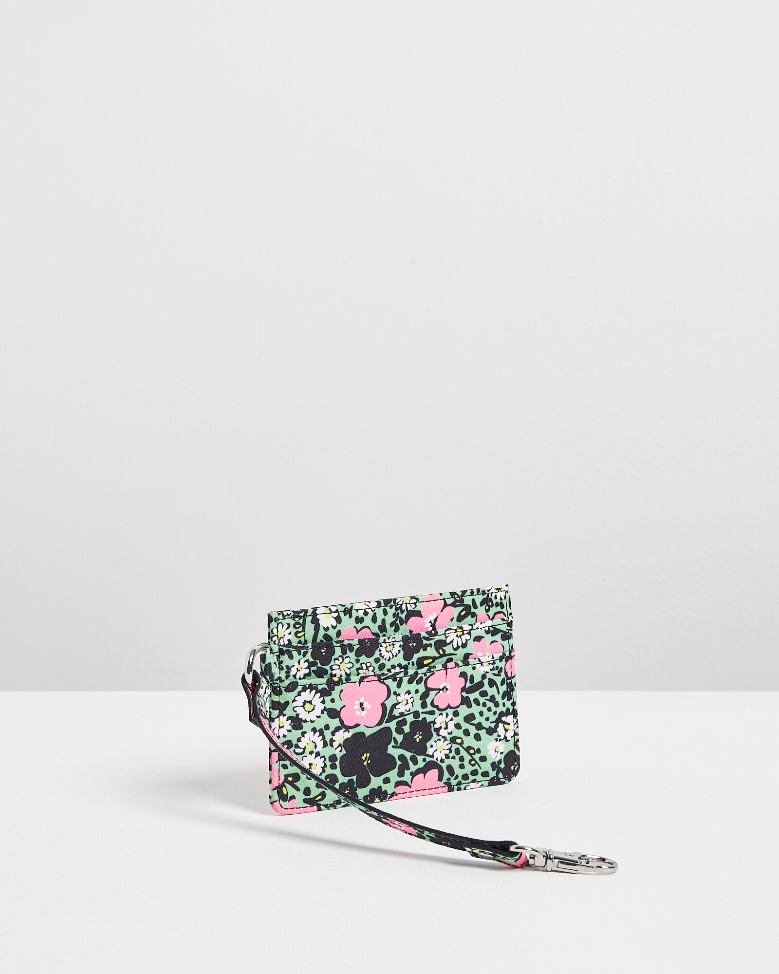 Floral Print Keyring Green Card Holder Oliver Bonas