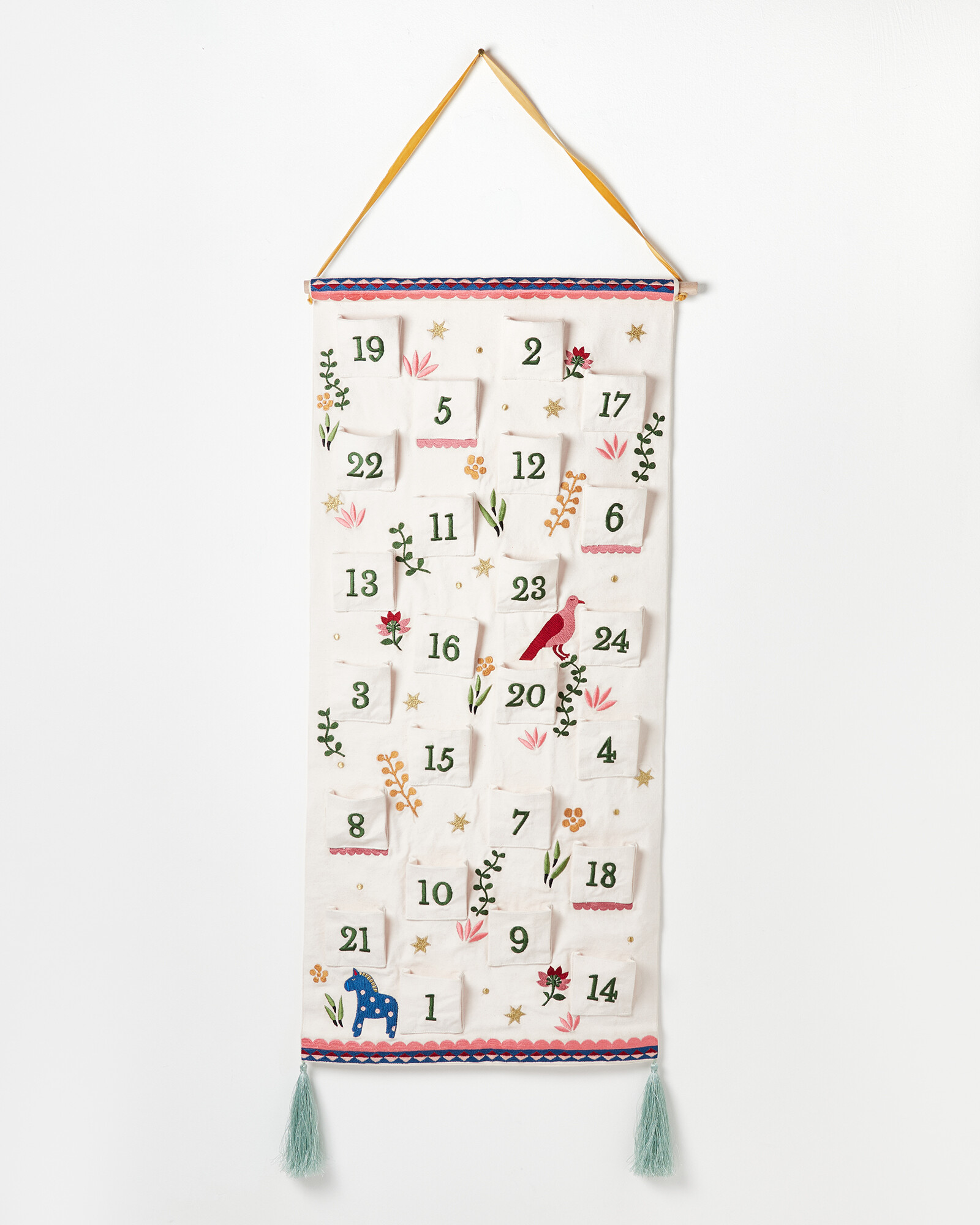 Reusable Embroidered White Fabric Advent Calendar Oliver Bonas