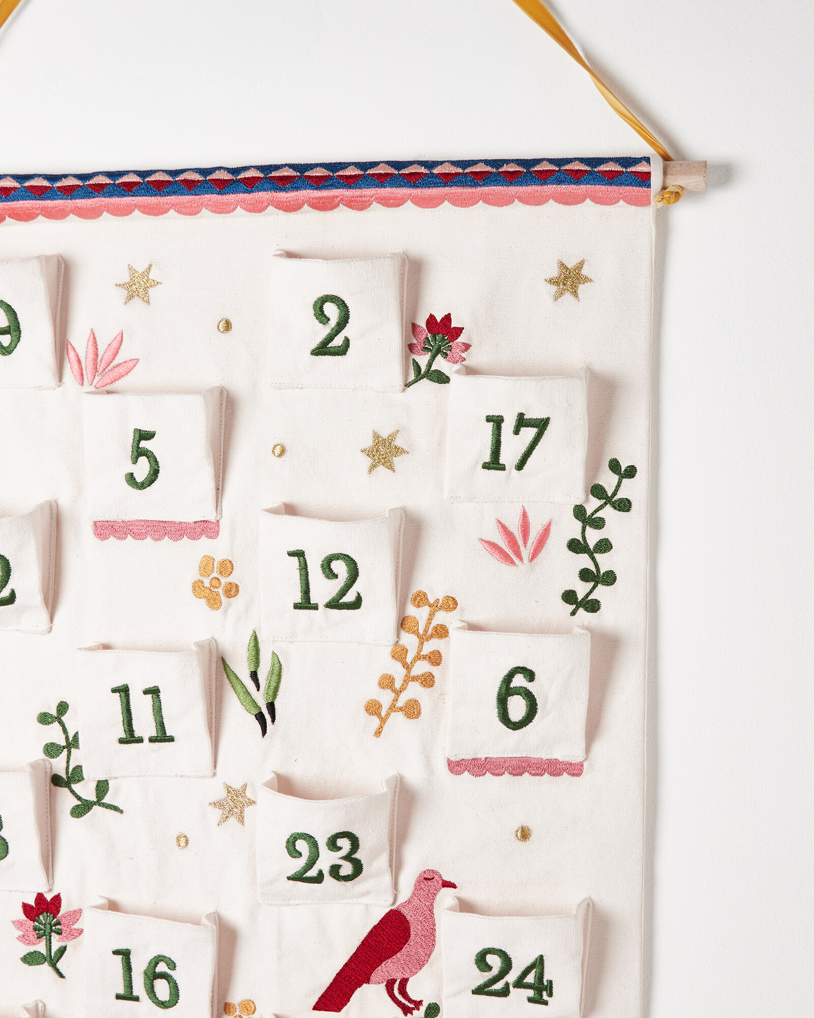 Reusable Embroidered White Fabric Advent Calendar Oliver Bonas