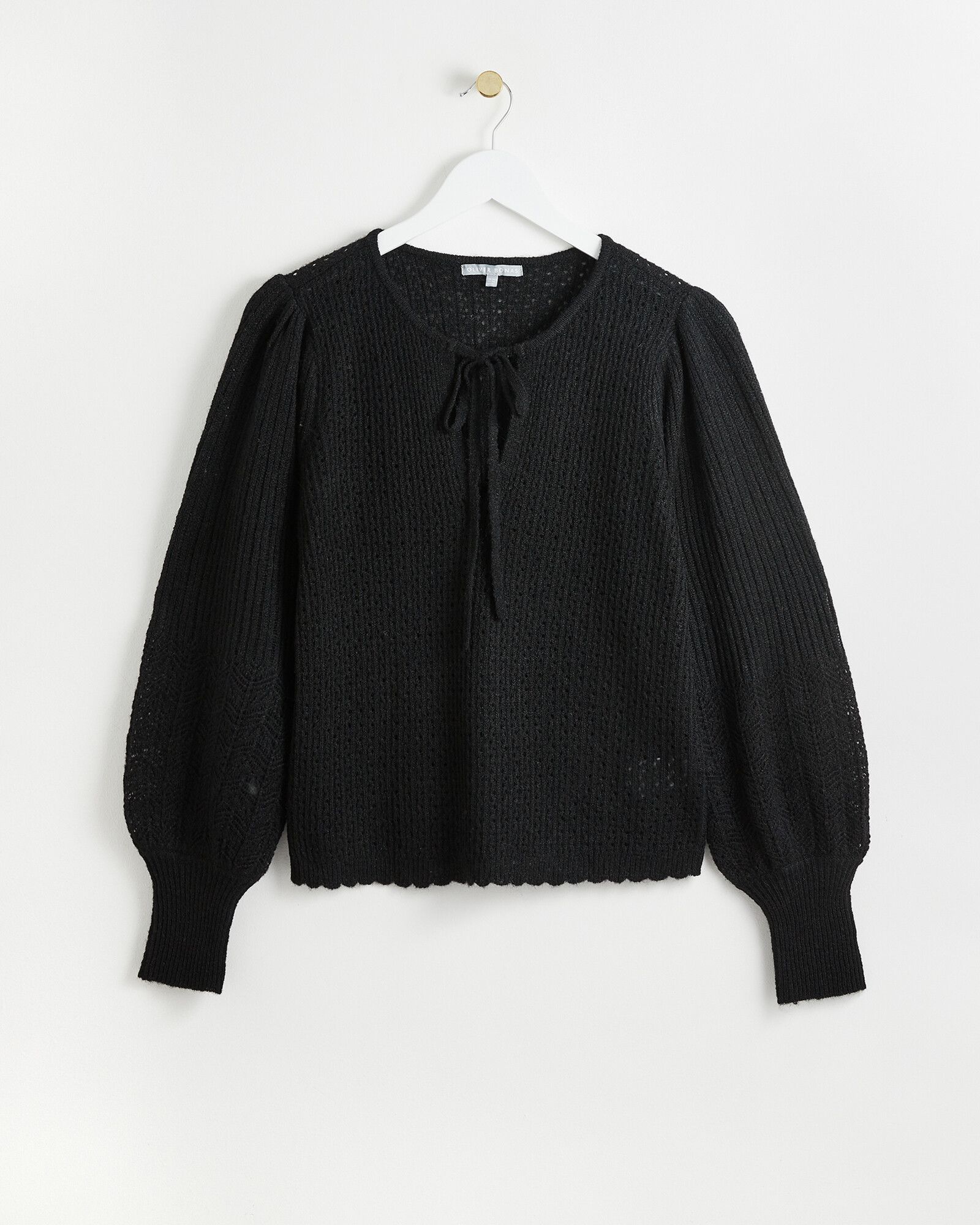 Lofty Stitchy Black Knitted Jumper | Oliver Bonas