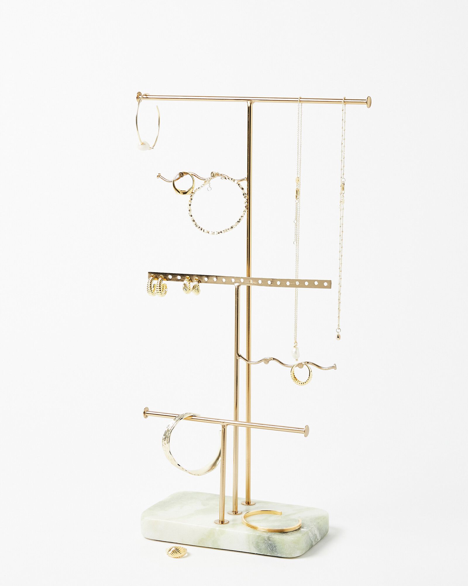Gold Metal & Marble Wiggle Jewellery Stand | Oliver Bonas