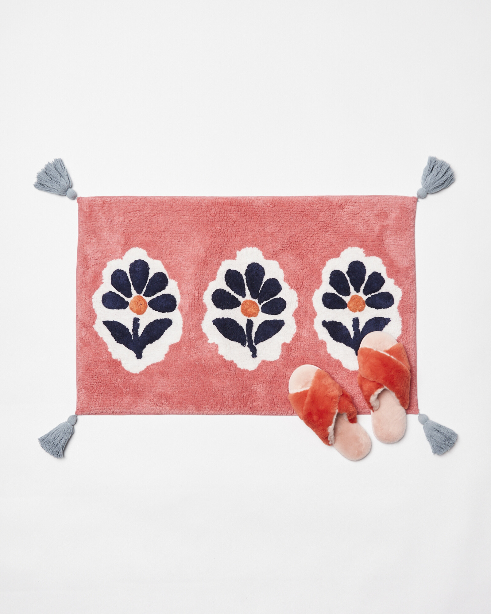 Floral Trio Pink Cotton Bath Mat Medium Oliver Bonas IE