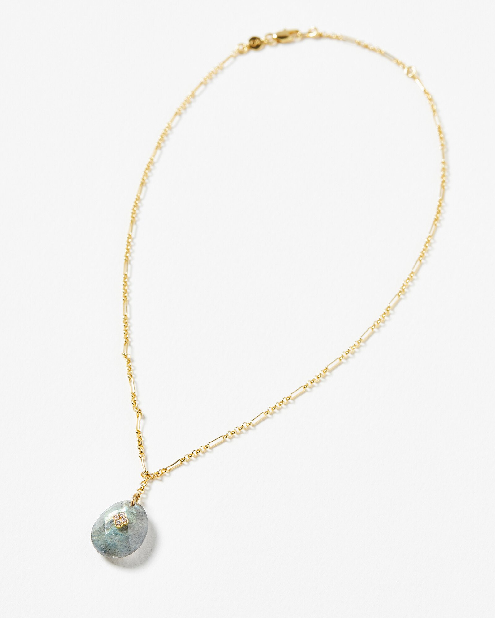 Celia Faceted Stone Gold Plated Pendant Necklace Oliver Bonas