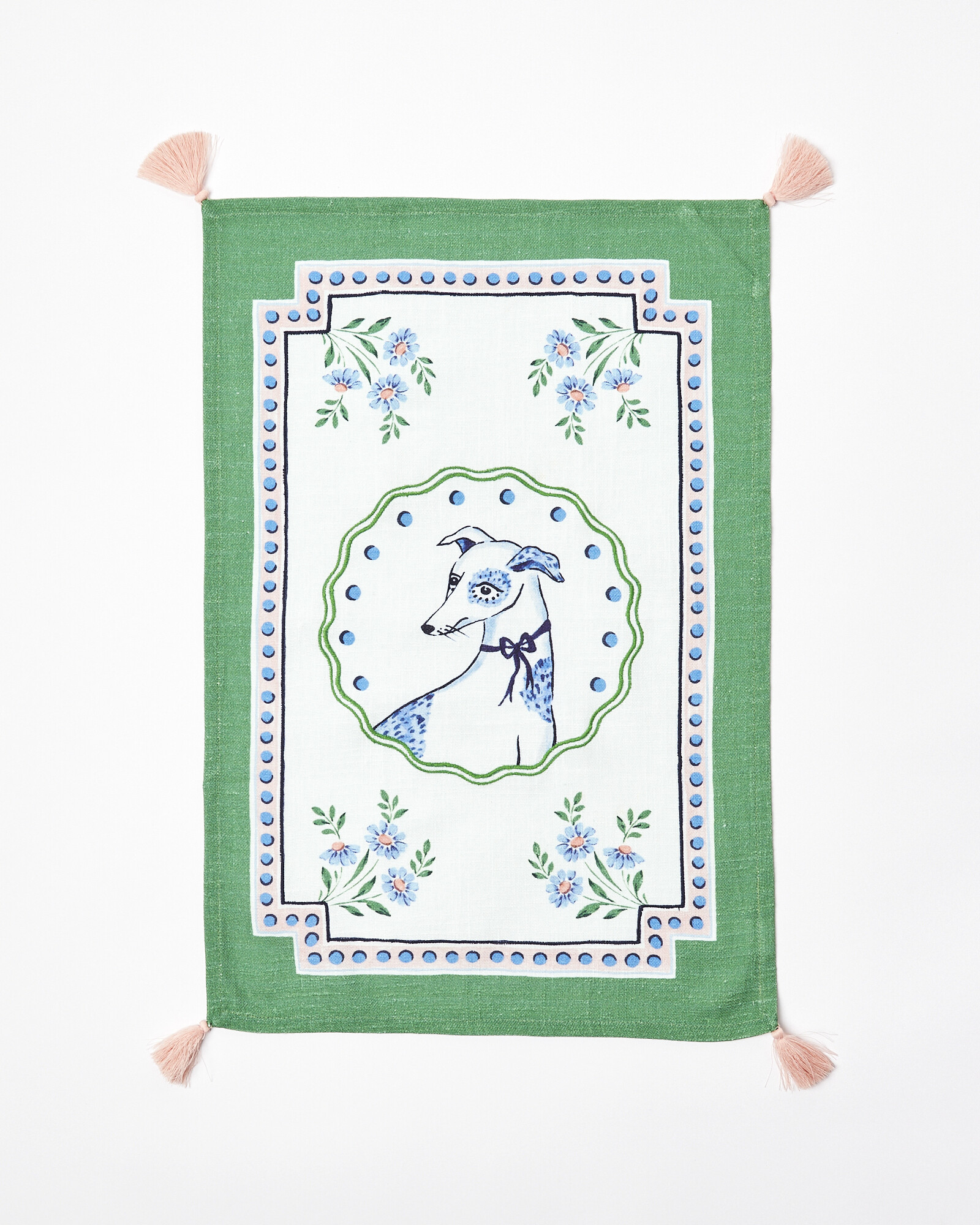 Wallace the Whippet Cotton Tea Towel Oliver Bonas