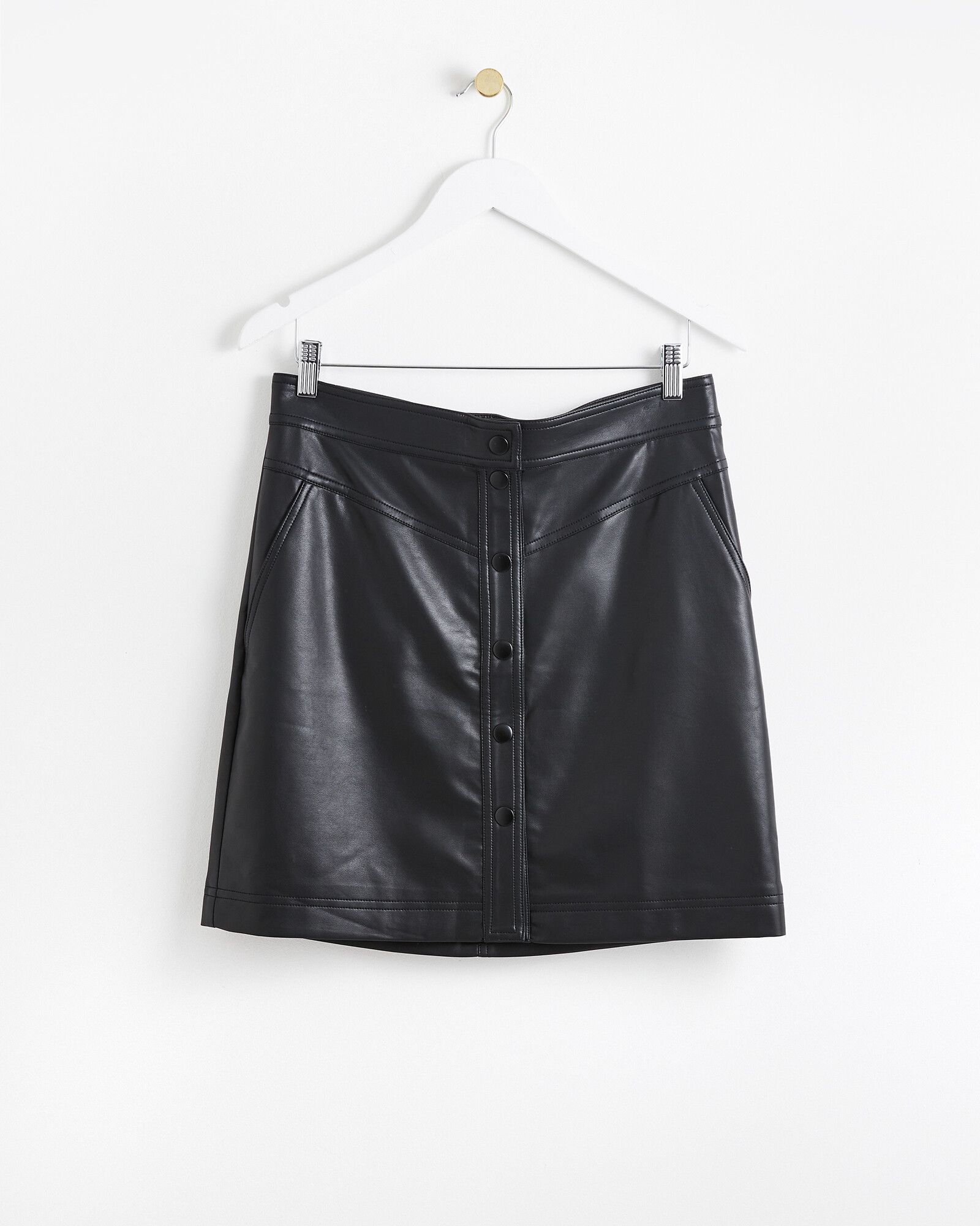 Yoke Front Black Mini Skirt | Oliver Bonas