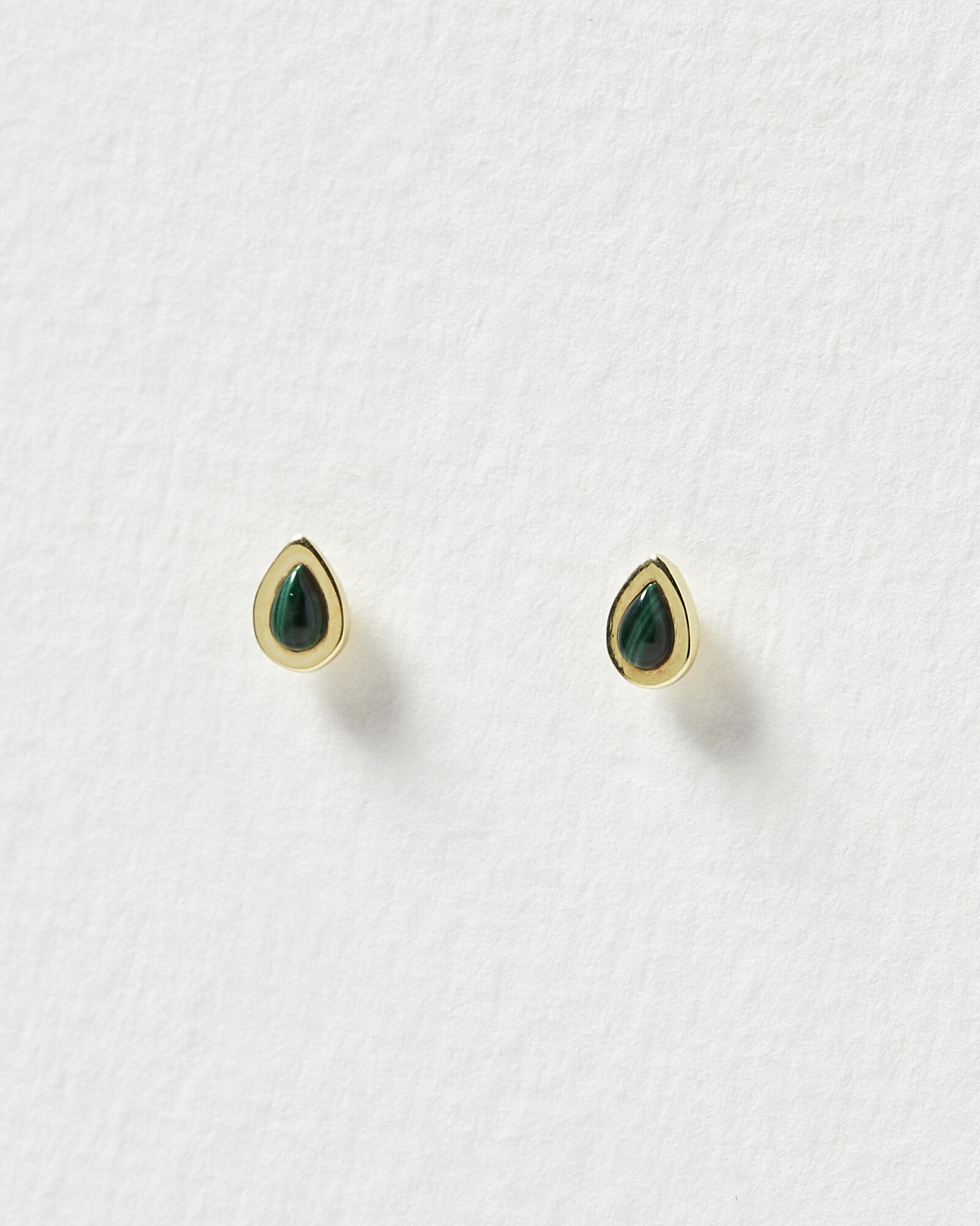Zosia Green Malachite & Gold Plated Stud Earrings | Oliver Bonas