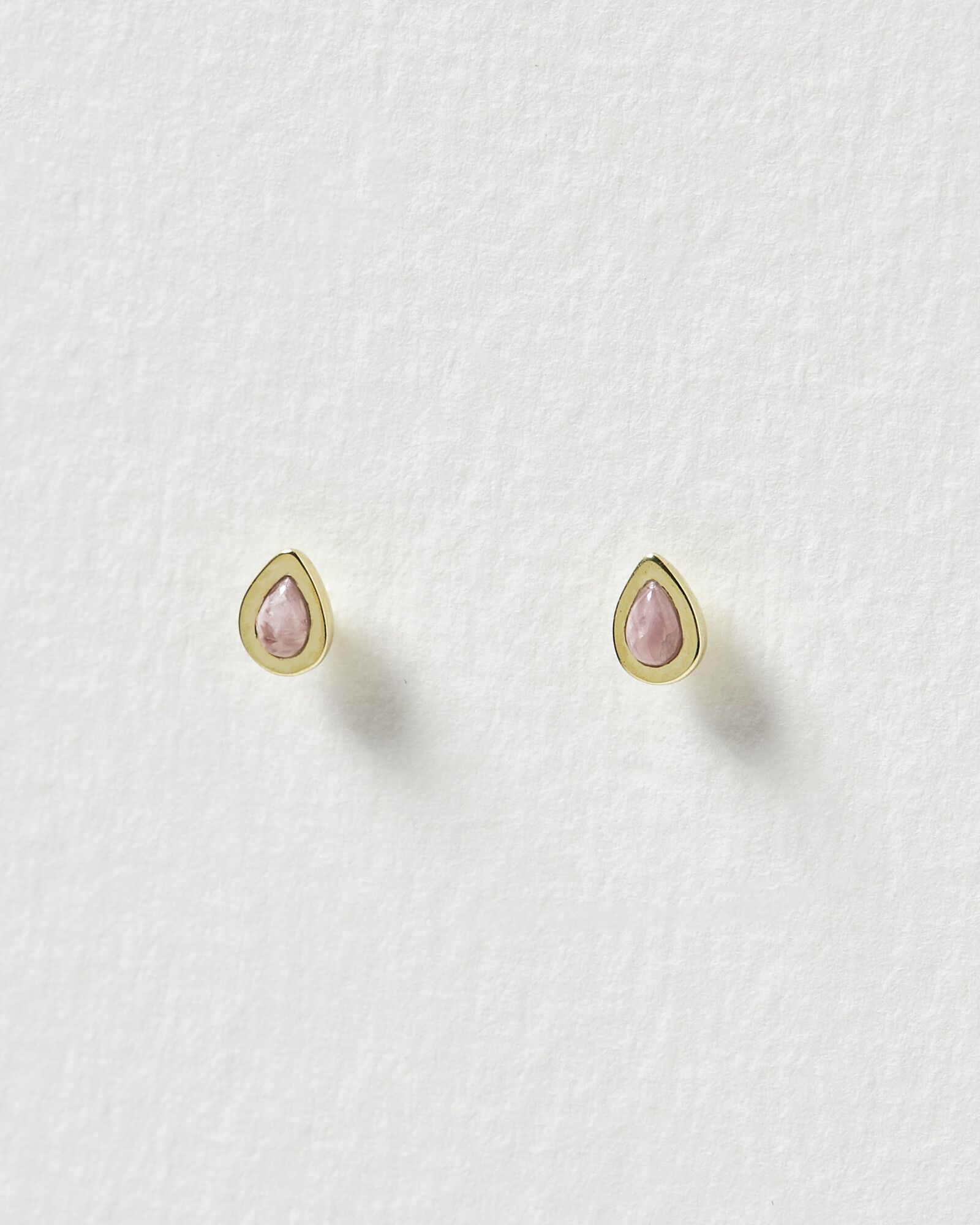 Zosia Pink Rhodocrosite & Gold Plated Stud Earrings | Oliver Bonas