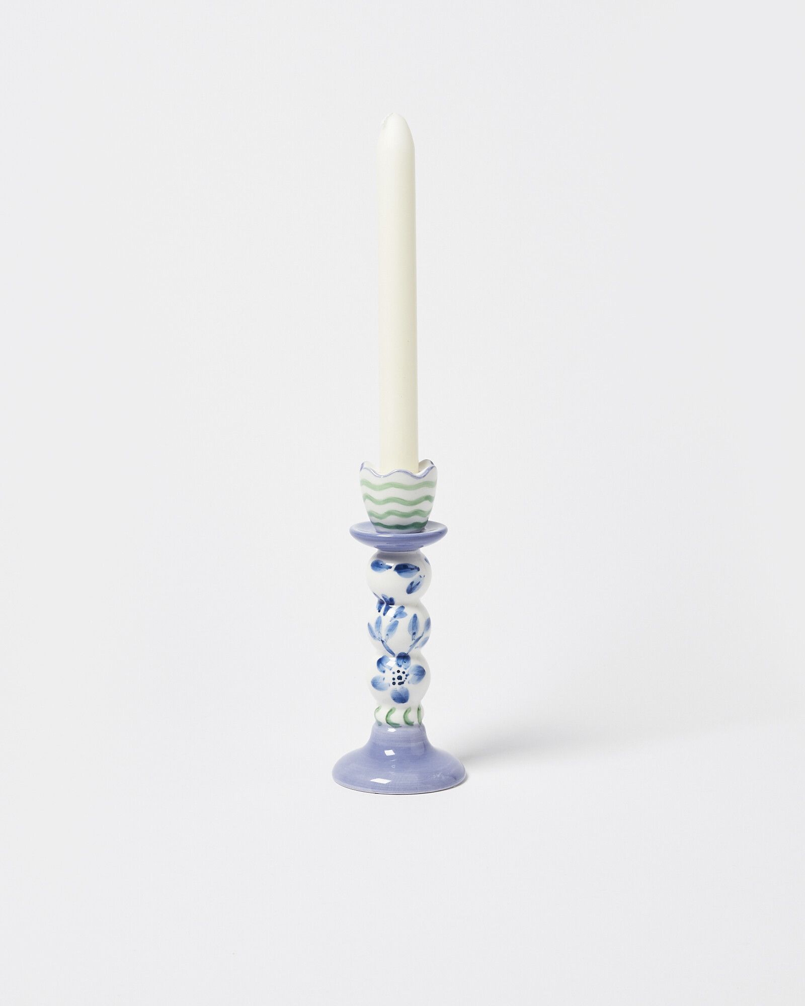 Lila Blue Ceramic Candlestick Holder Small | Oliver Bonas