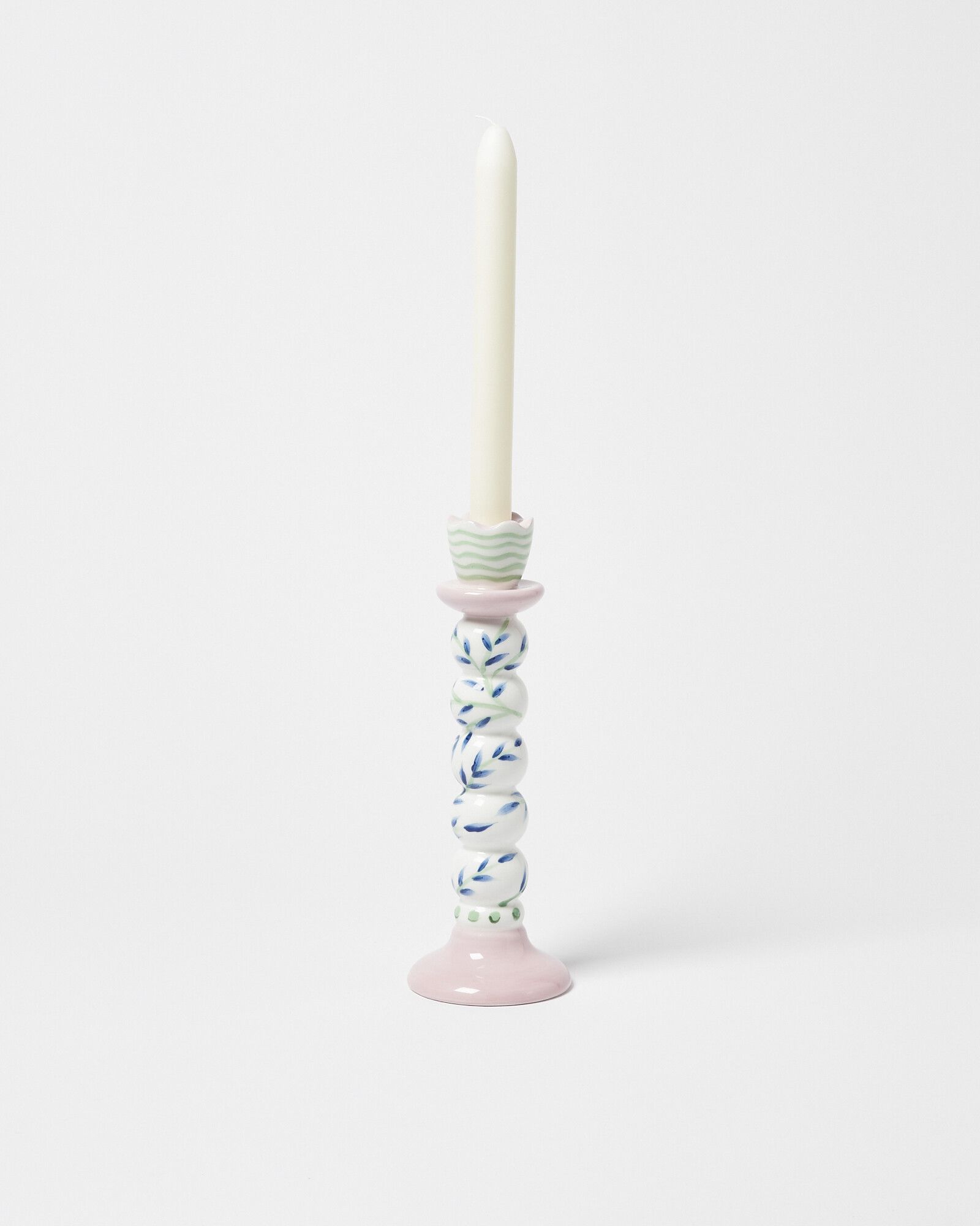 Lila Pink Ceramic Candlestick Holder Large | Oliver Bonas