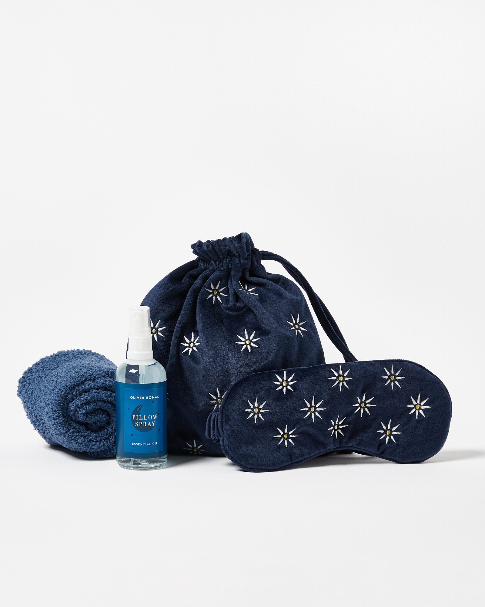 Vera Blue Socks, Eye Mask & Pillow Spray Sleep Set Oliver Bonas