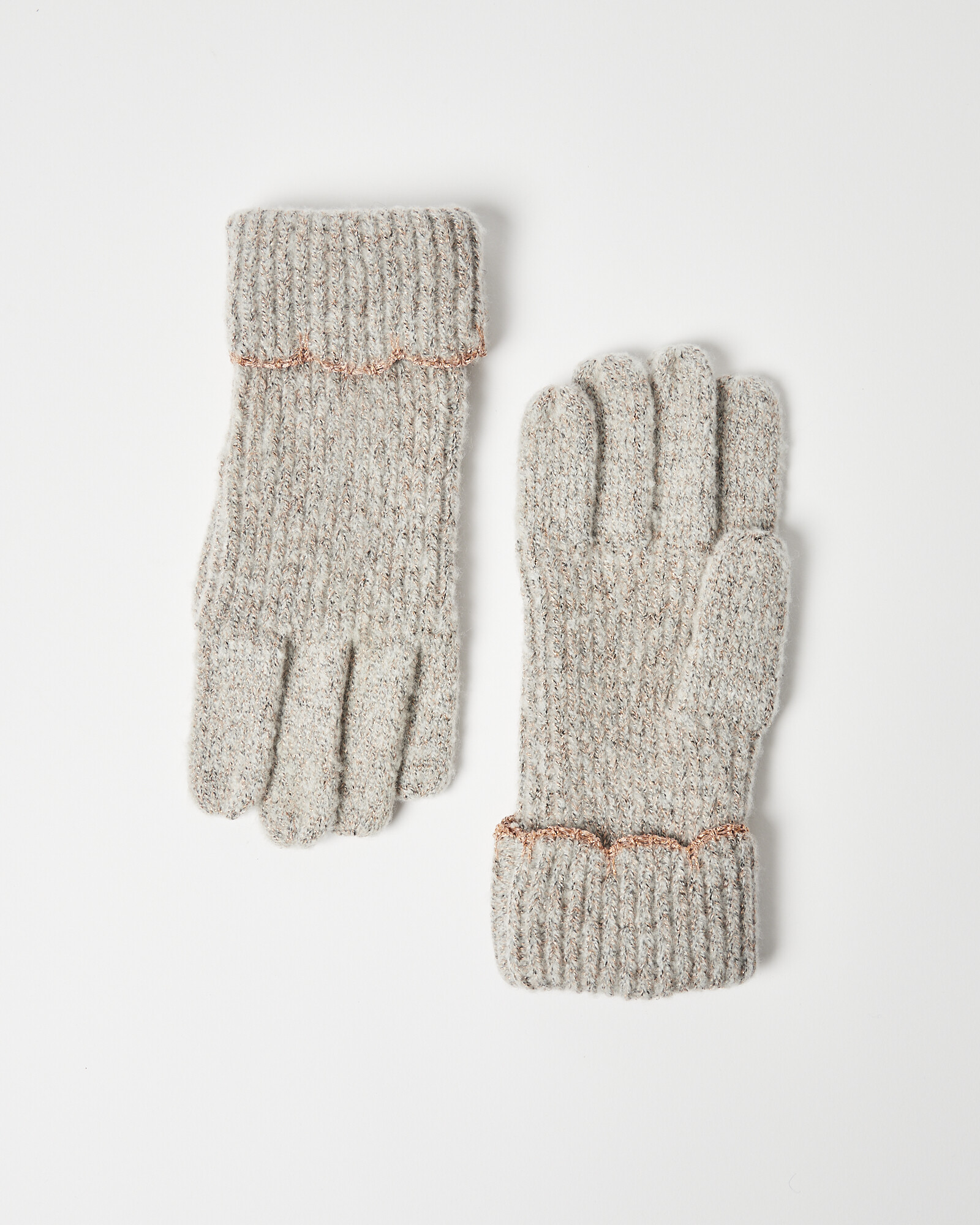 Scallop Glitter Rose Gold Knitted Gloves Oliver Bonas