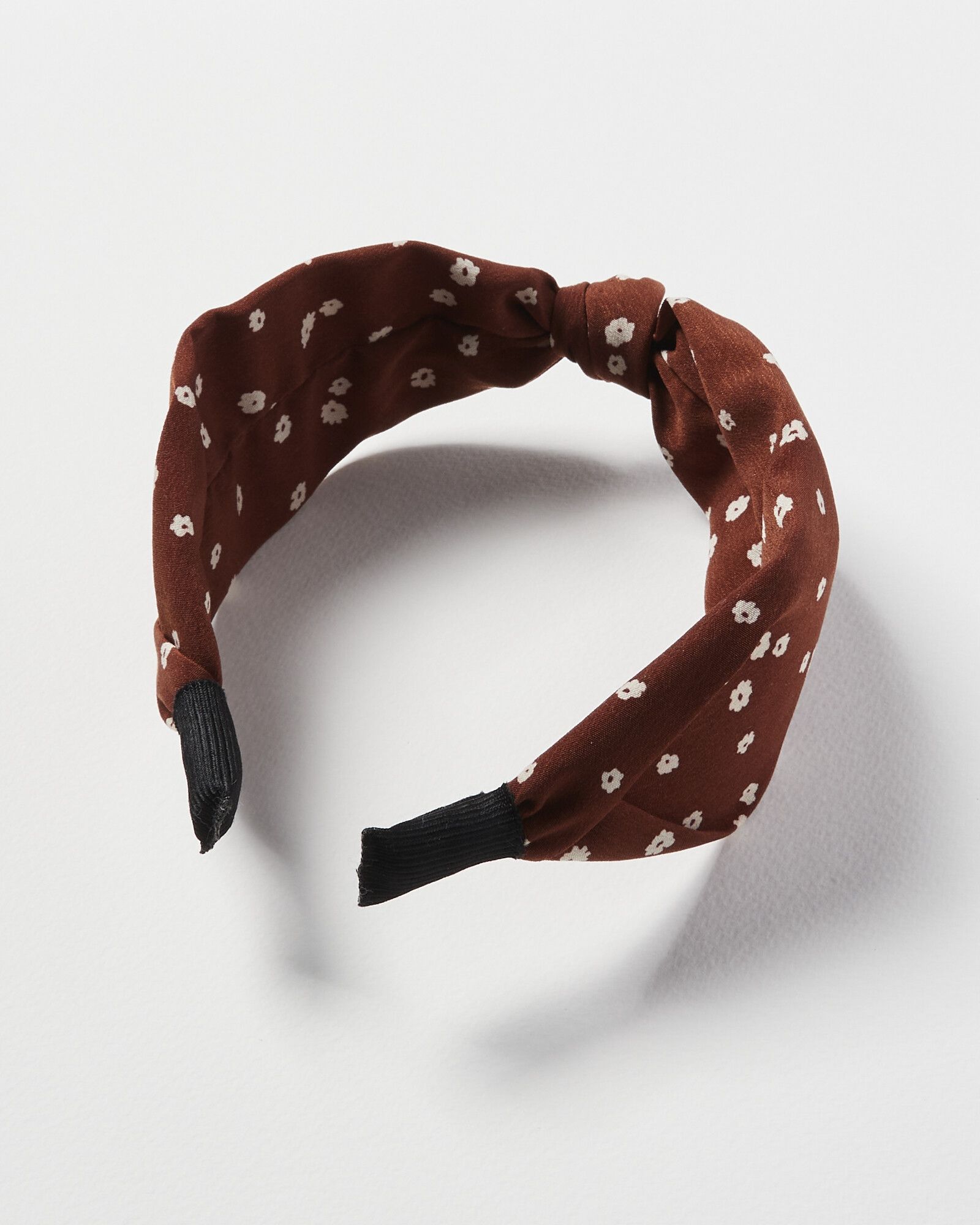 Acacia Floral Print Brown Knot Headband | Oliver Bonas
