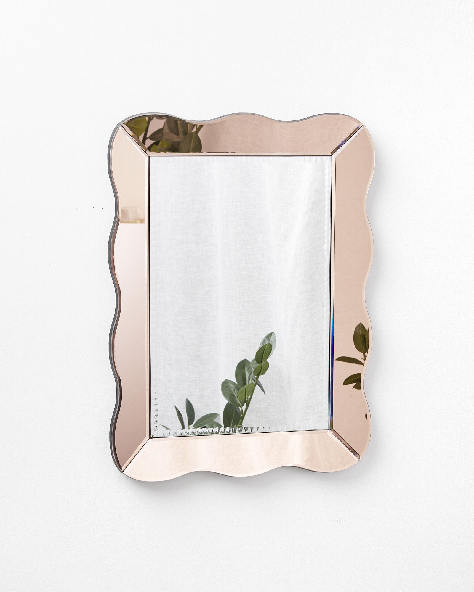Delores Scallop Pink Glass Wall Mirror Medium | Oliver Bonas