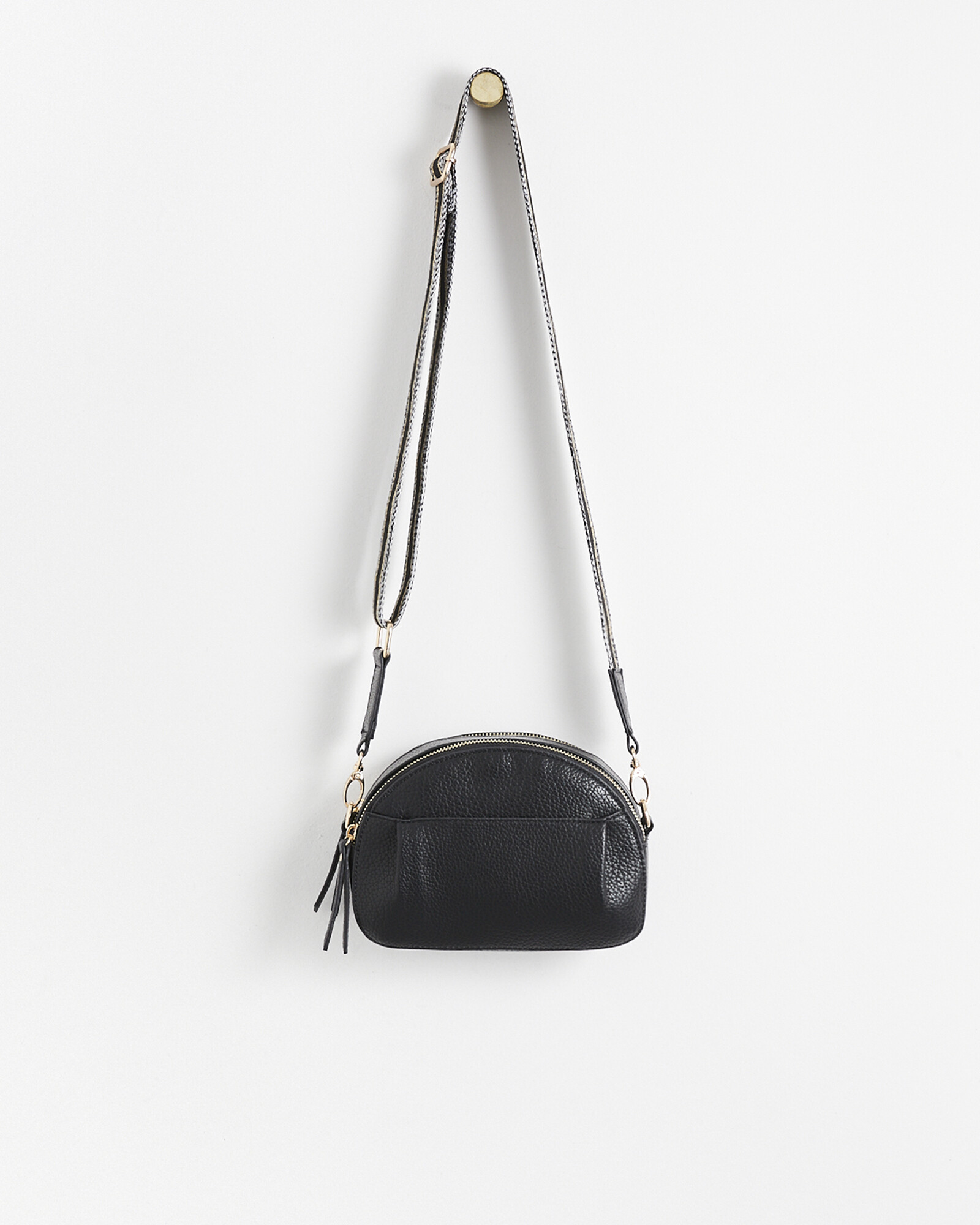 Sophia Pleat Black Crossbody Bag Oliver Bonas