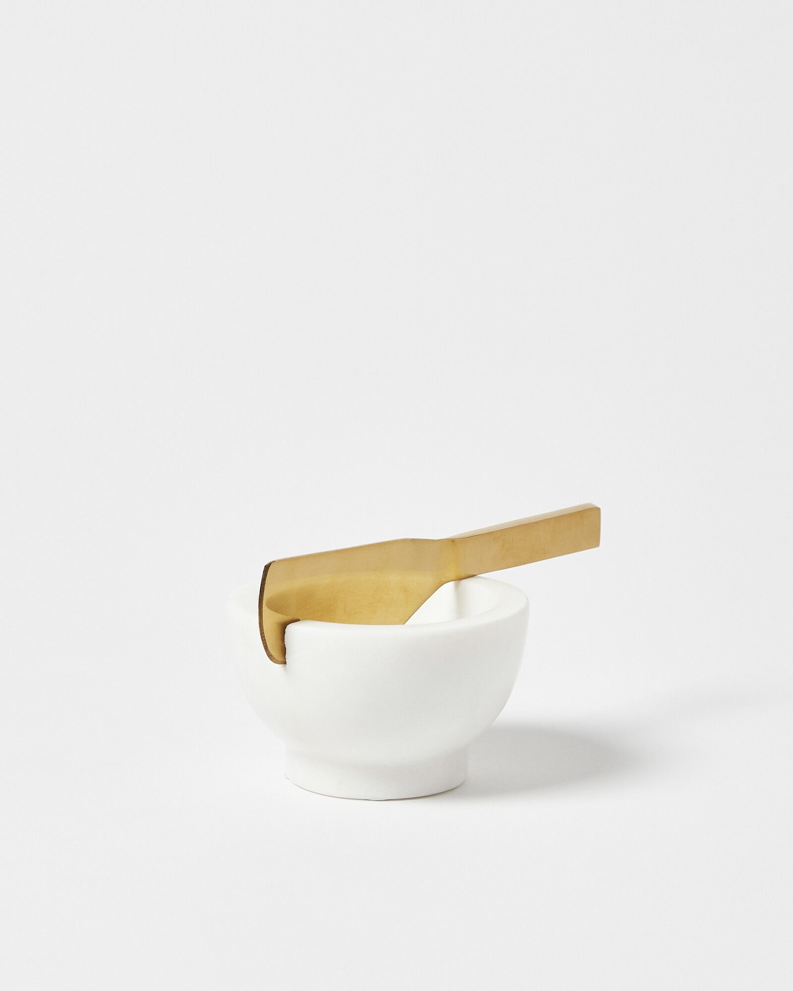 Anjo White Marble Butter Dish & Gold Metal Knife Set | Oliver Bonas