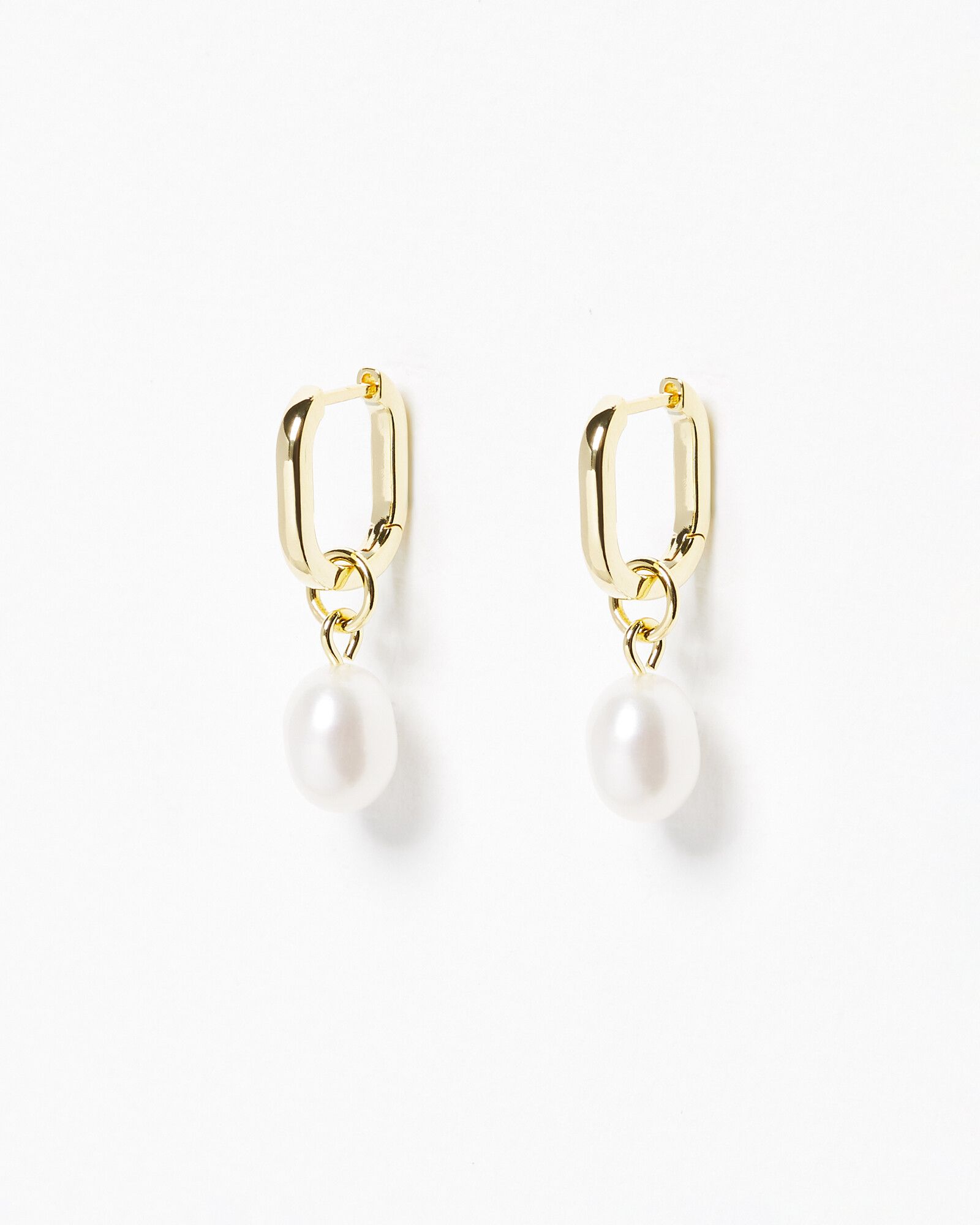 Harp Pearl Drop Gold Plated Huggie Earrings | Oliver Bonas