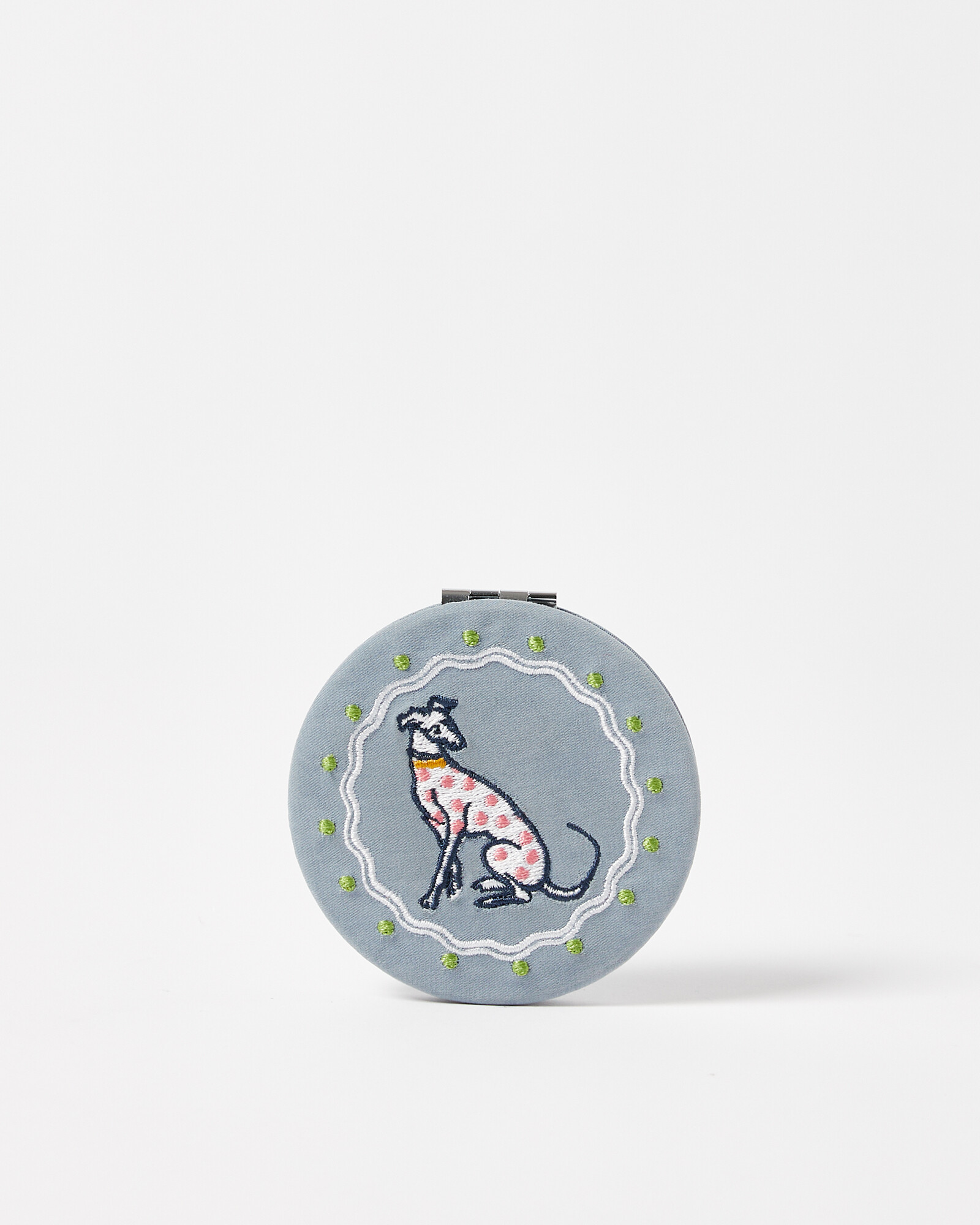 Wallace Embroidered Blue Compact Mirror Oliver Bonas