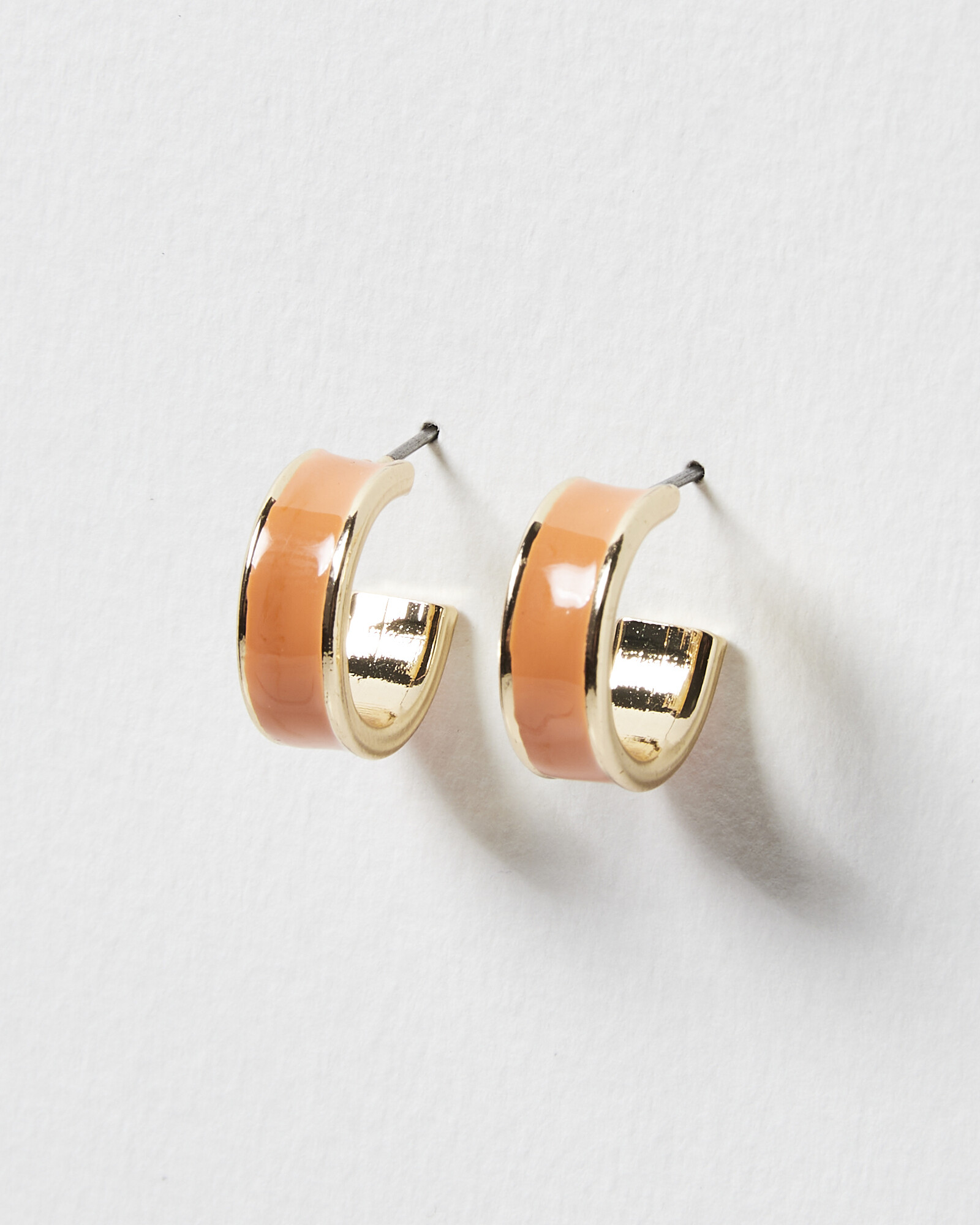 Ember Orange Enamel Inlay Hoop Earrings Oliver Bonas