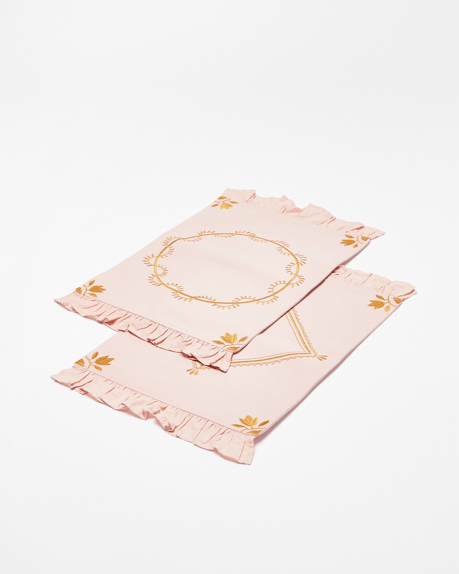 Loretta Pink Cotton Placemats Set of Two Oliver Bonas