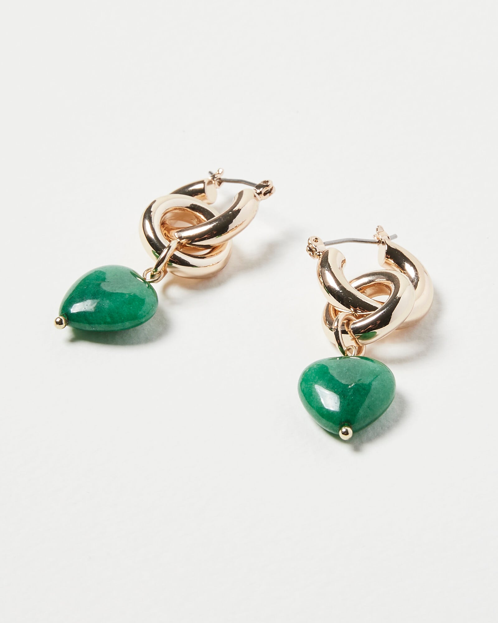 Clarice Heart Green Onyx Drop Earrings | Oliver Bonas
