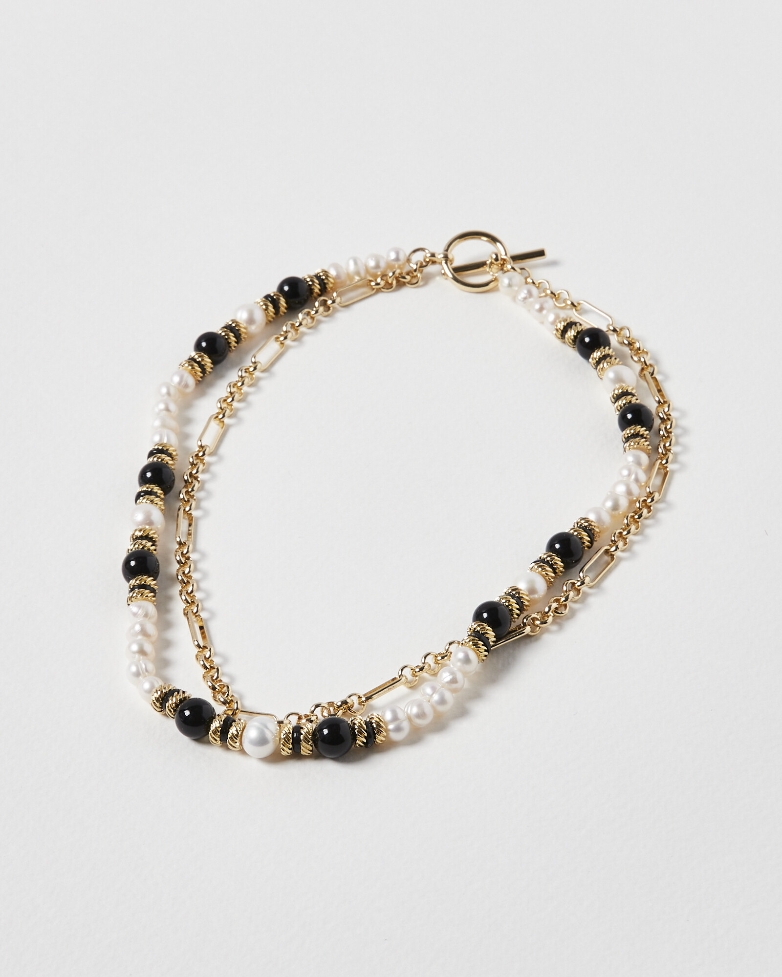 Estelle Freshwater Pearl & Bead Chunky Chain Double Row Bar & Ring