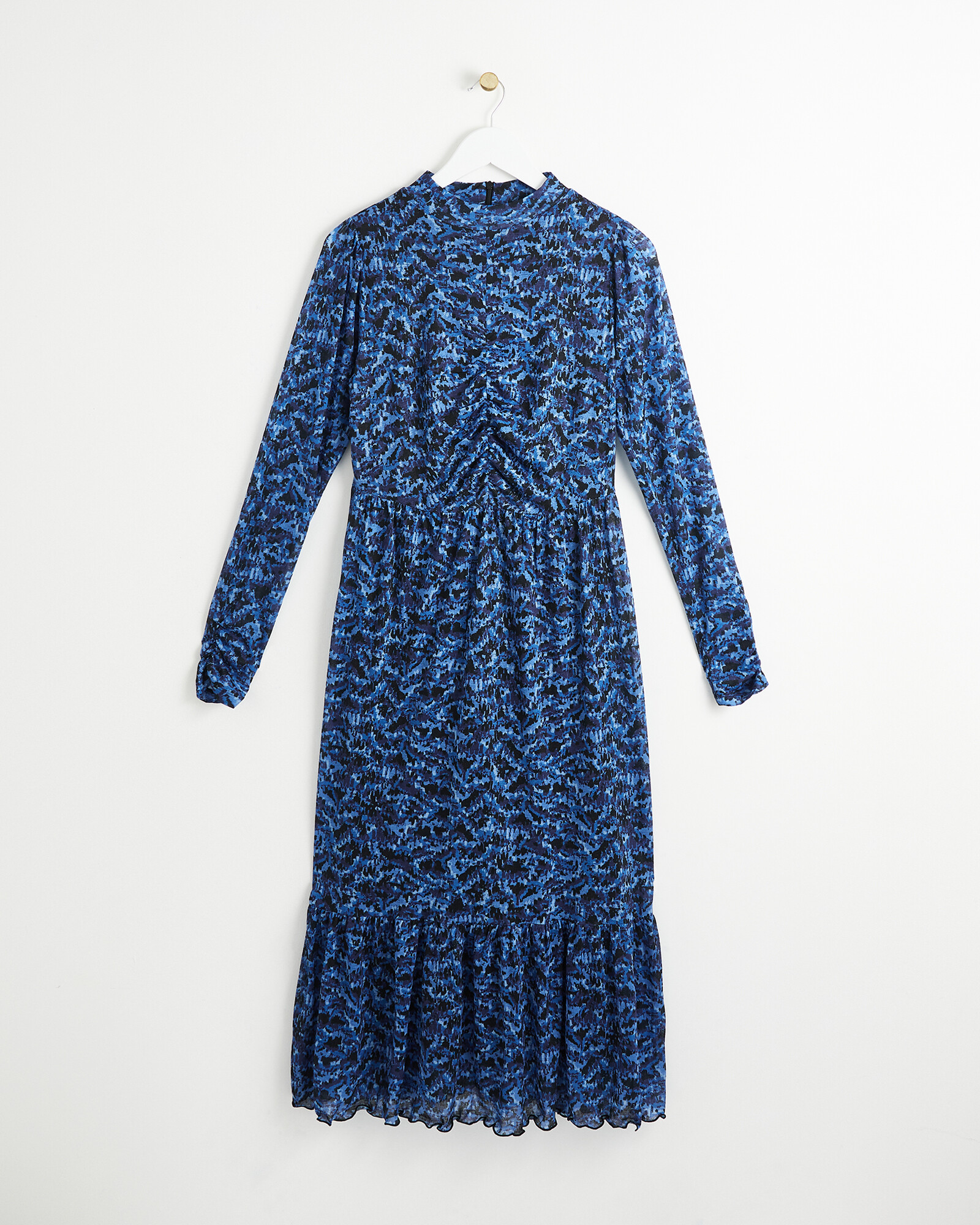 Brushmark Print Blue Mesh Midi Dress Oliver Bonas