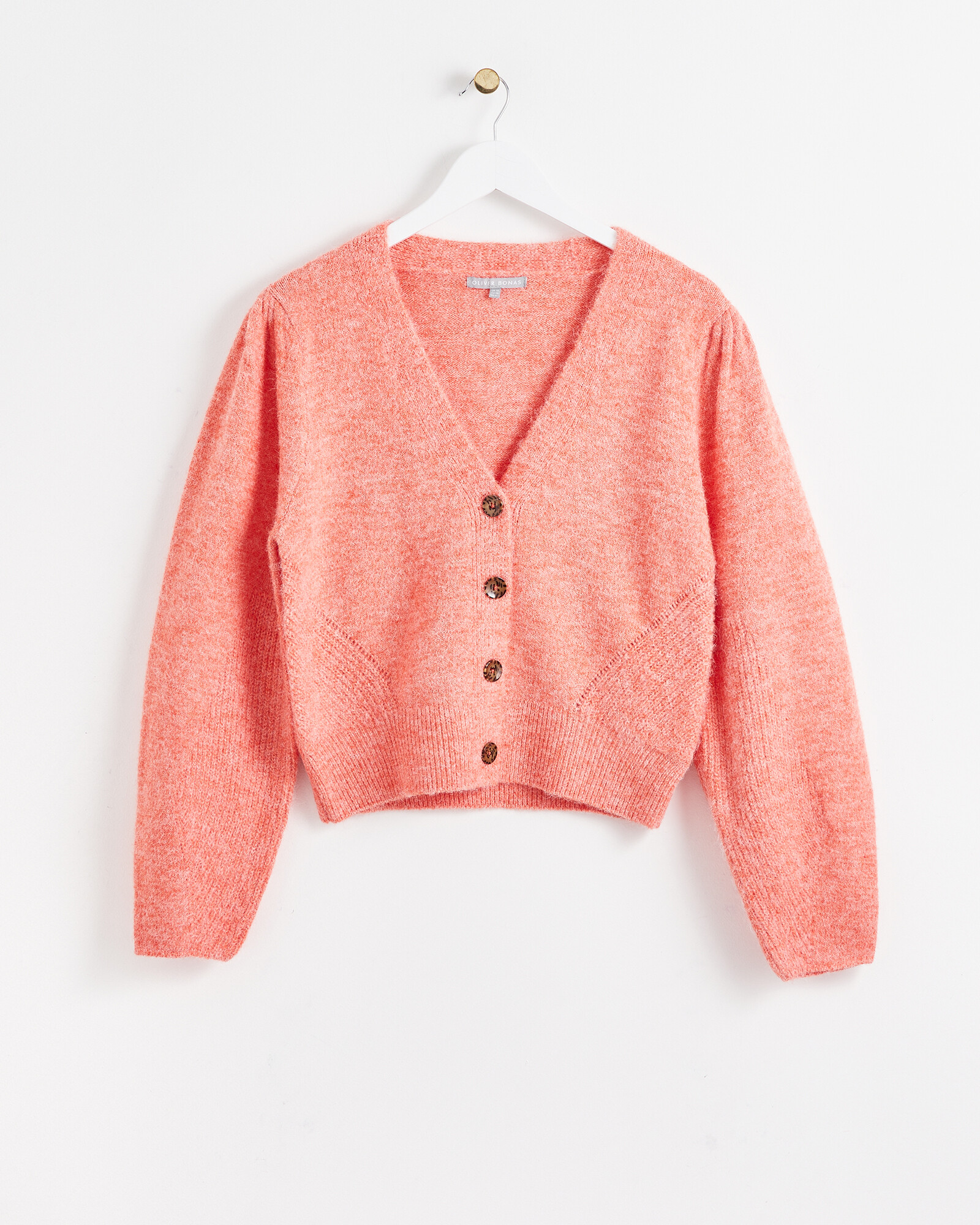 Brown Orange Slogan Oversize Knit Cardigan 18062