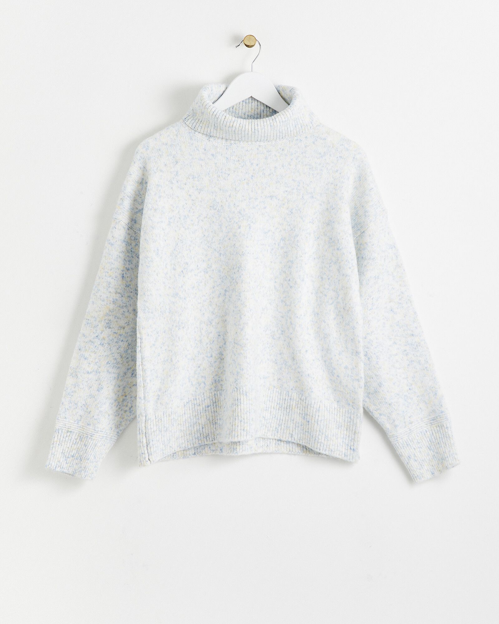 Speckled Roll Neck Blue Knitted Jumper | Oliver Bonas