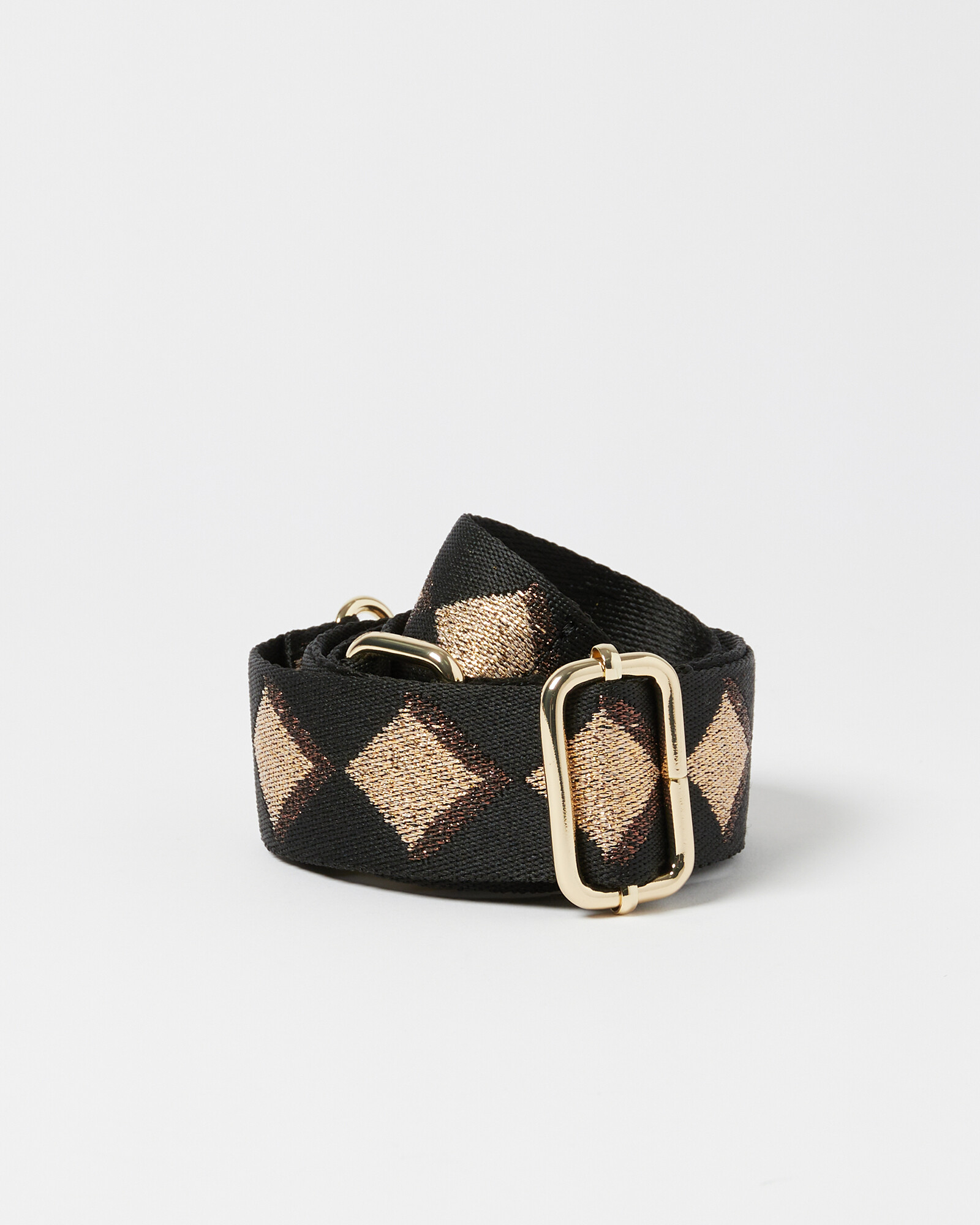 Diamond Print Black & Gold Replacement Bag Strap Regular Oliver Bonas