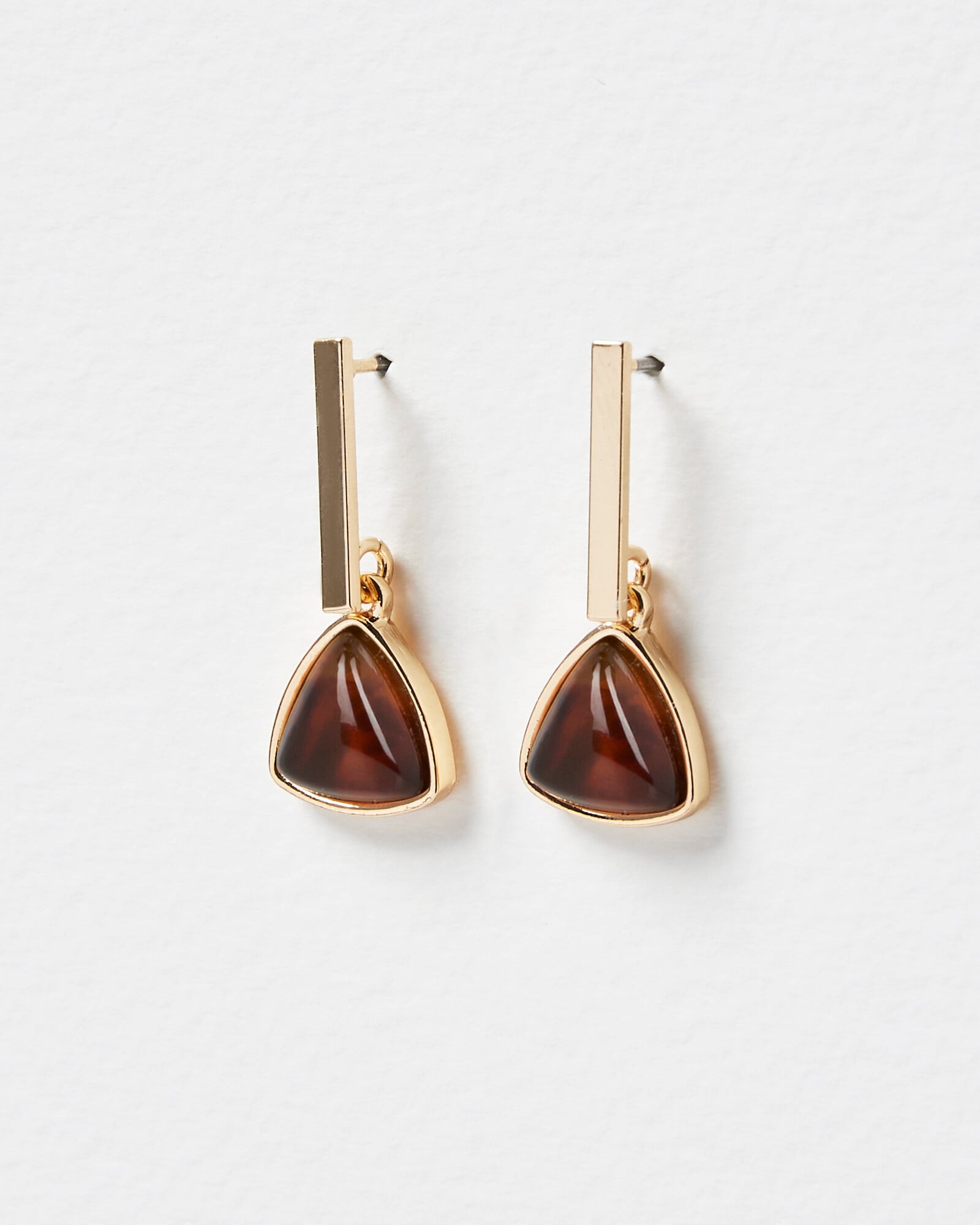 Lyla Triangular Brown Resin Drop Earrings | Oliver Bonas