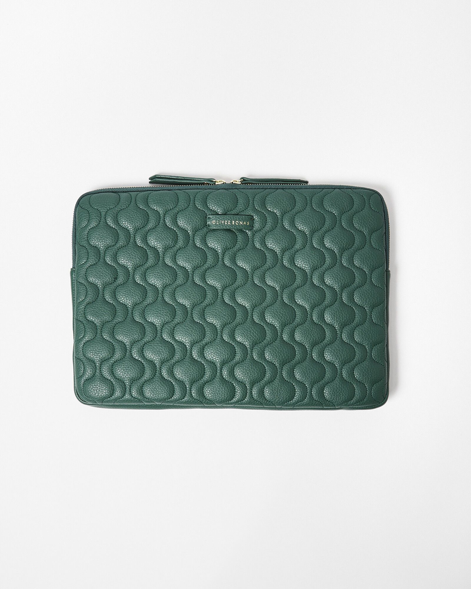 60's Curved Stitch Green Laptop Case | Oliver Bonas