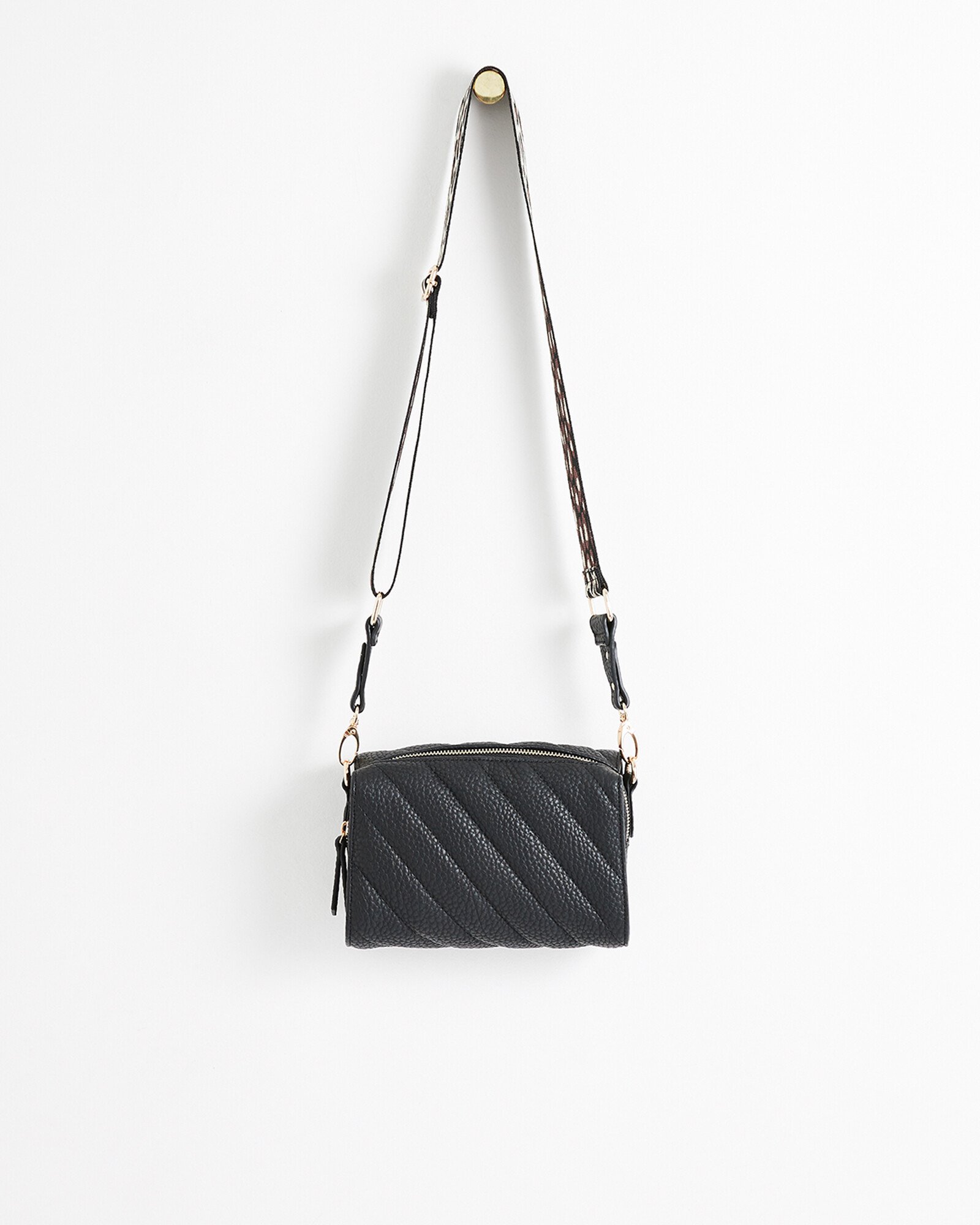 Quilted Oblong Black Crossbody Bag Oliver Bonas