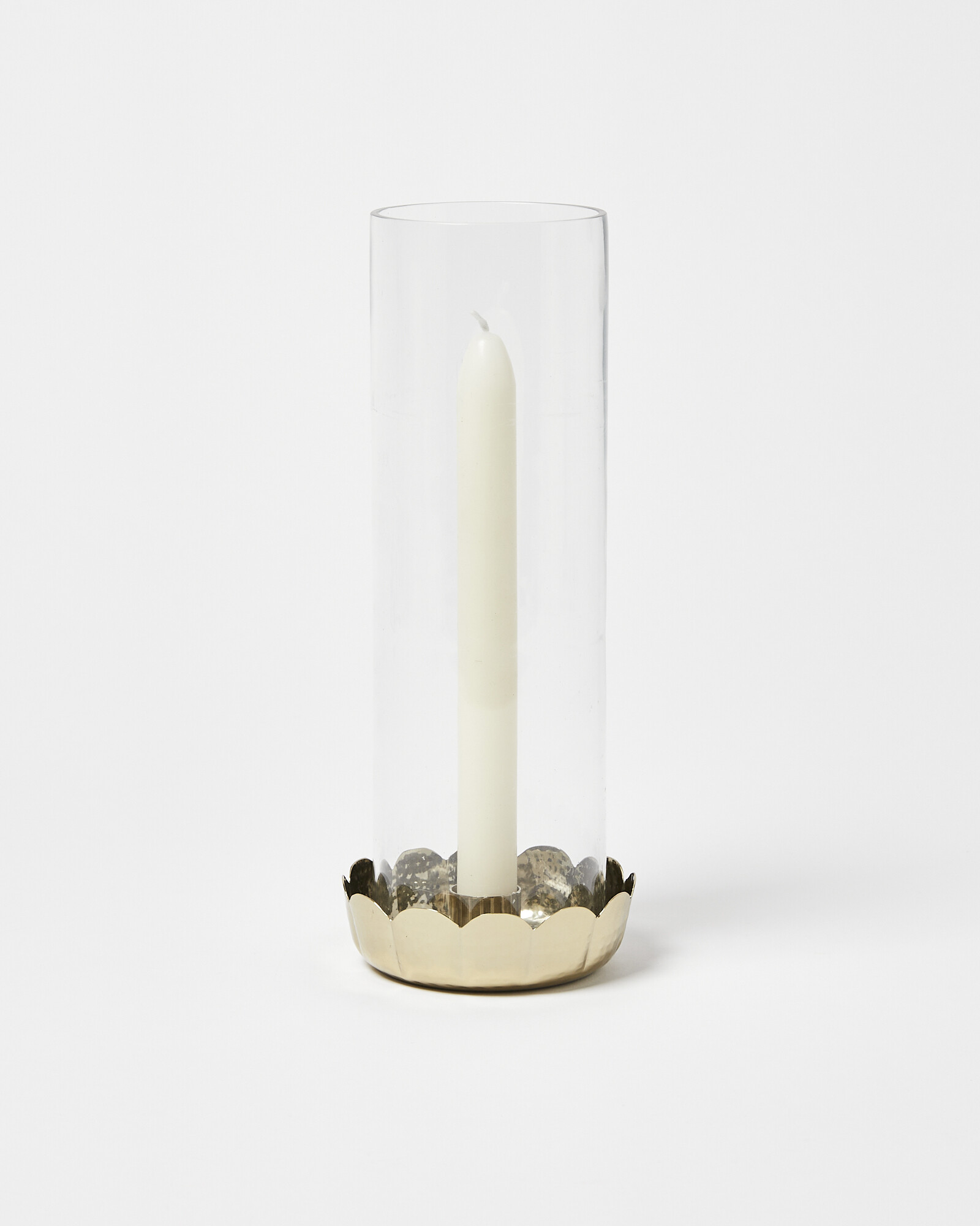 Alma Gold Metal & Glass Dinner Candle Holder Oliver Bonas