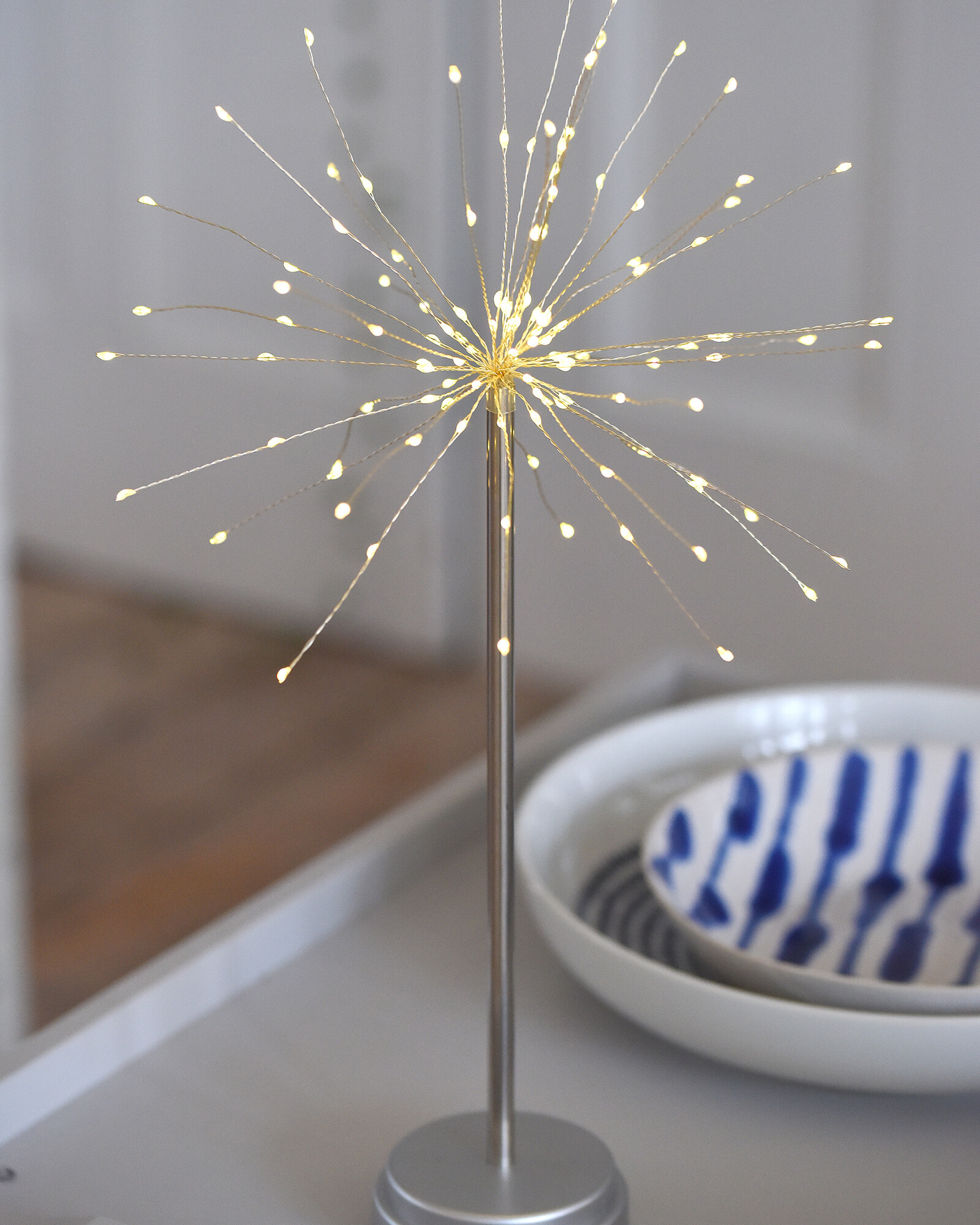 Star Burst Silver Metal Table Light Oliver Bonas
