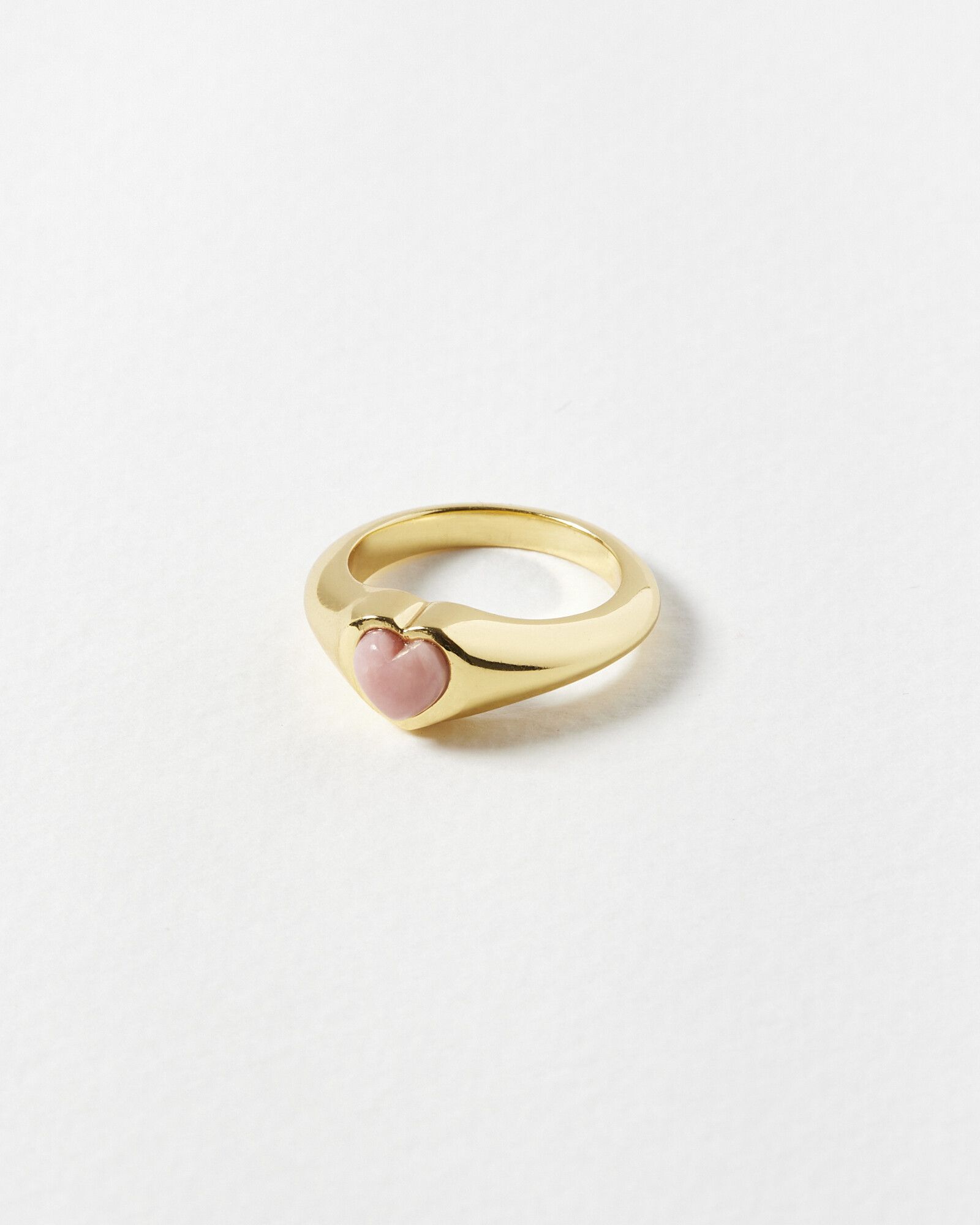 Ava Heart Pink Opal Gold Plated Statement Ring | Oliver Bonas