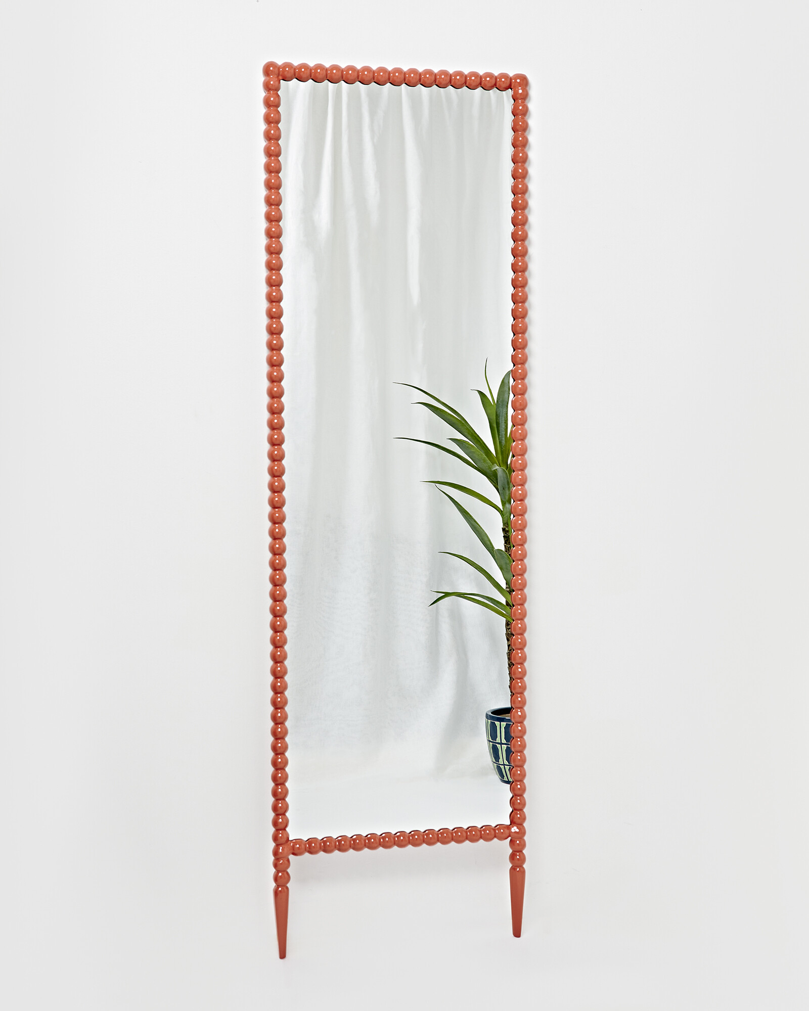 Bobbin Standing Pink Wooden Full Length Mirror Oliver Bonas