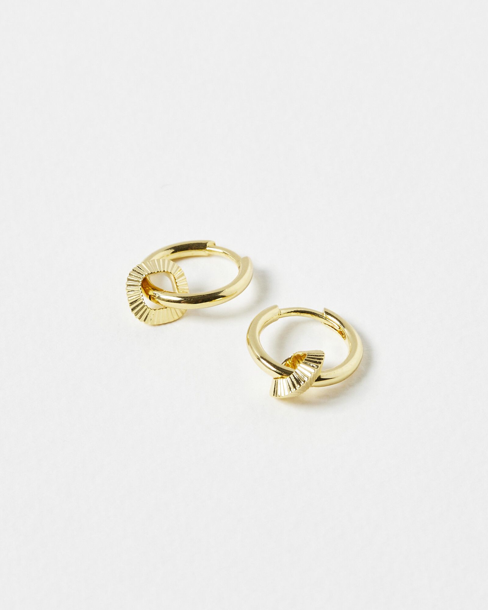 Aria Geometric Charm Drop Gold Plated Hoop Earrings | Oliver Bonas