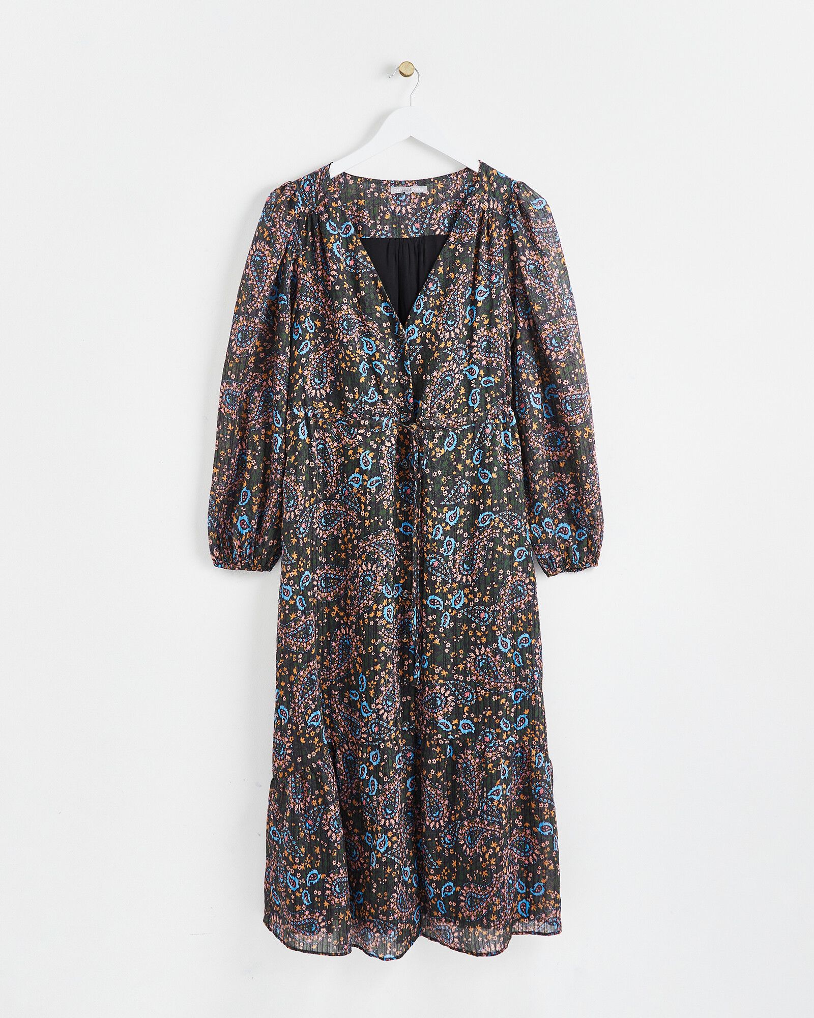 Paisley Floral Print Blue Midi Dress | Oliver Bonas