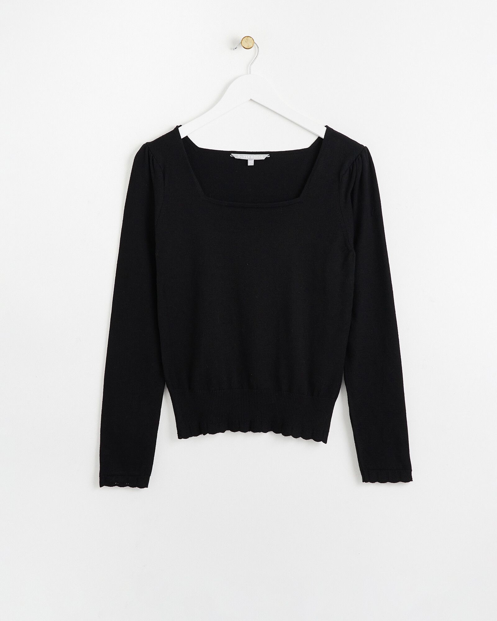 Square Neck Black Knitted Top | Oliver Bonas
