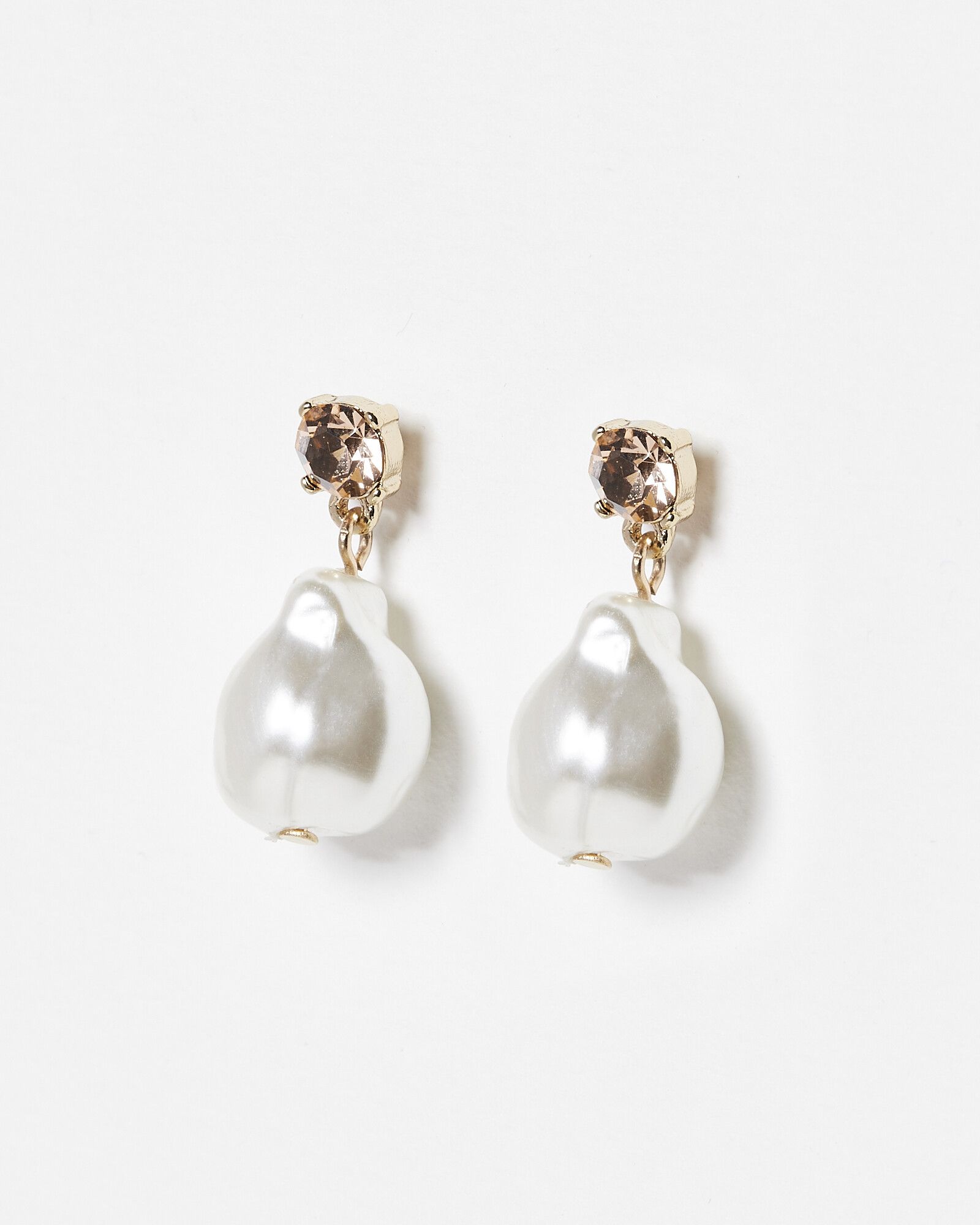 Cherish Faux Pearl Drop Stud Earrings | Oliver Bonas