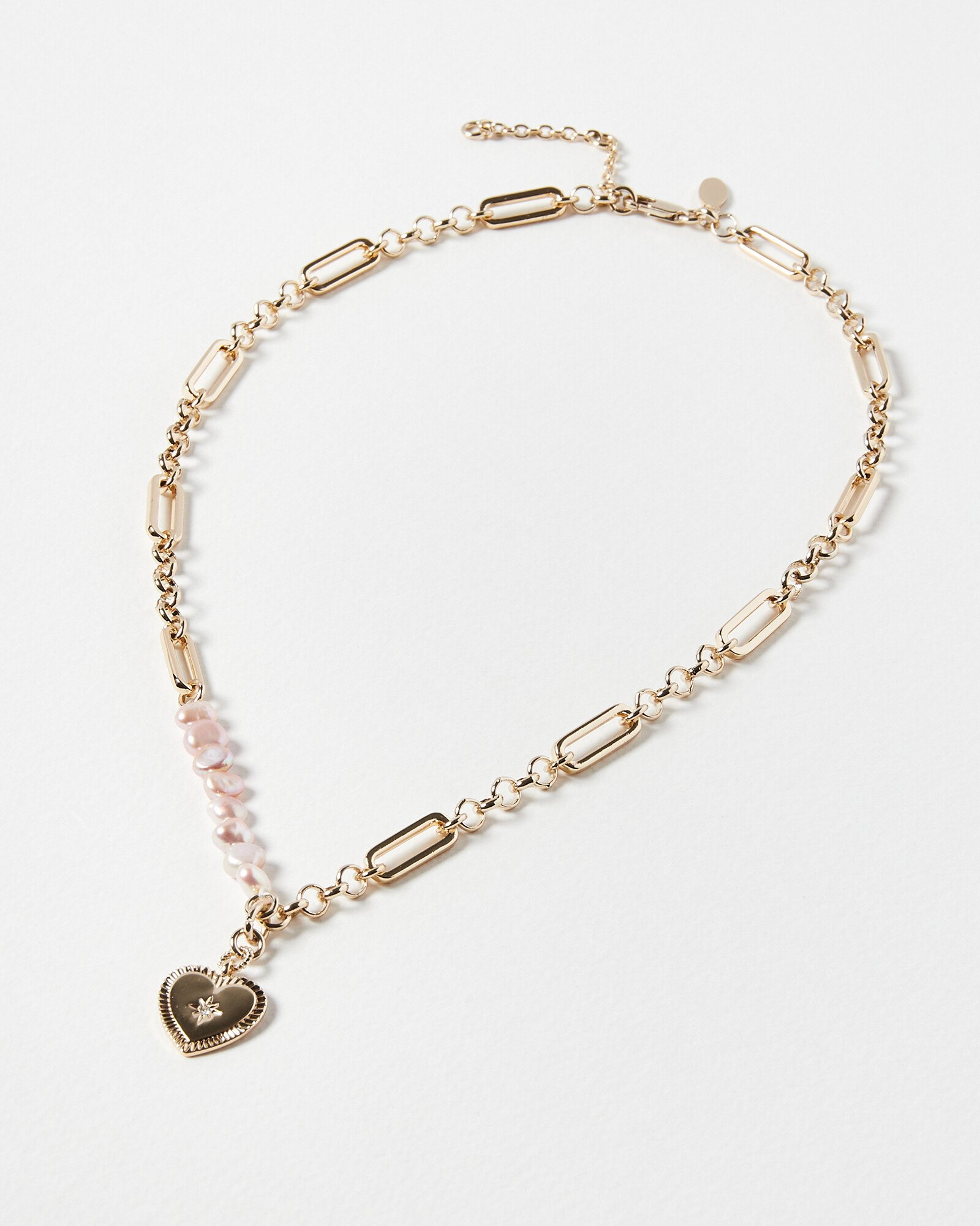 Libi Heart Pendant Pearl Chunky Chain Necklace Oliver Bonas