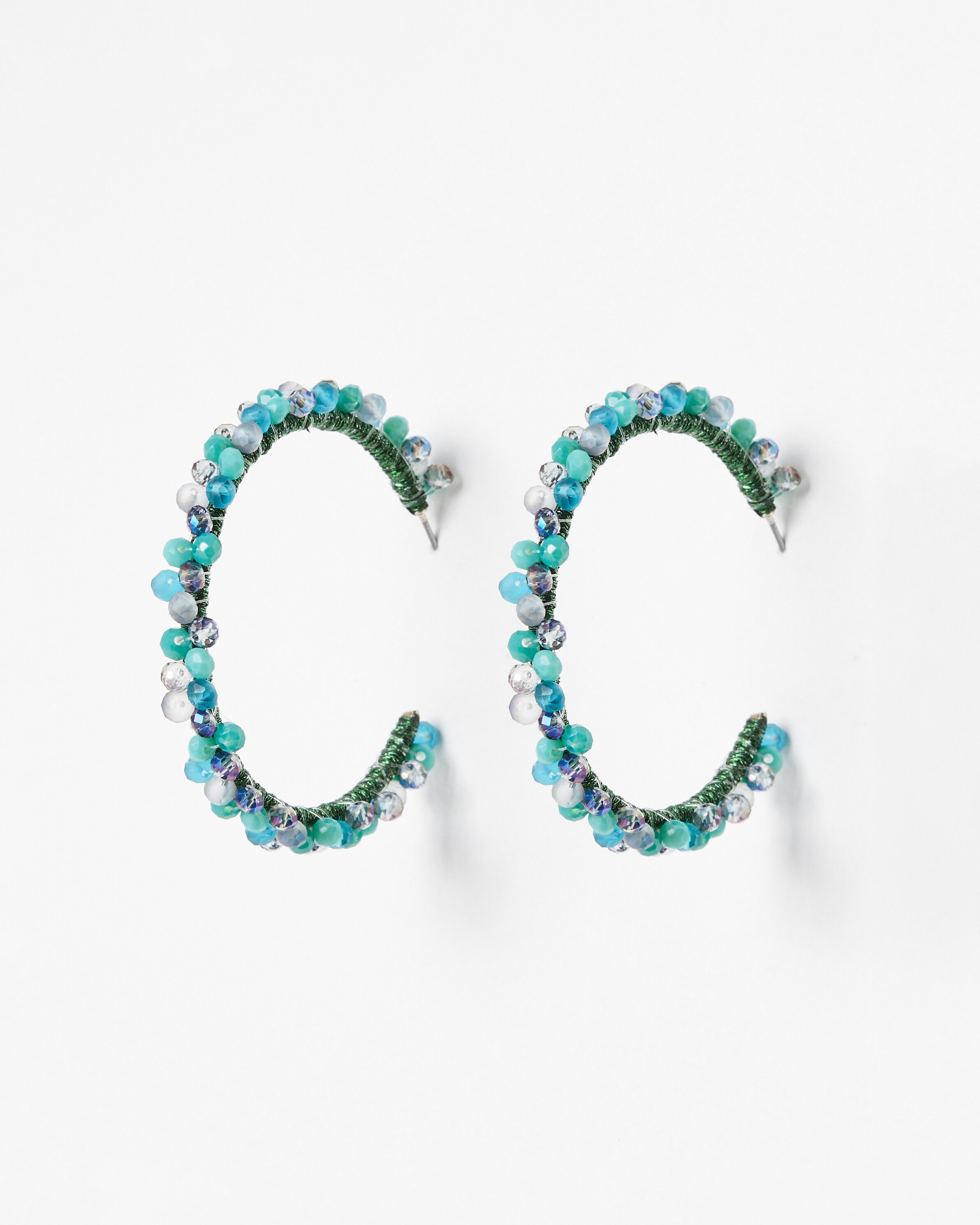 Malie Blue Beaded Hoop Earrings | Oliver Bonas