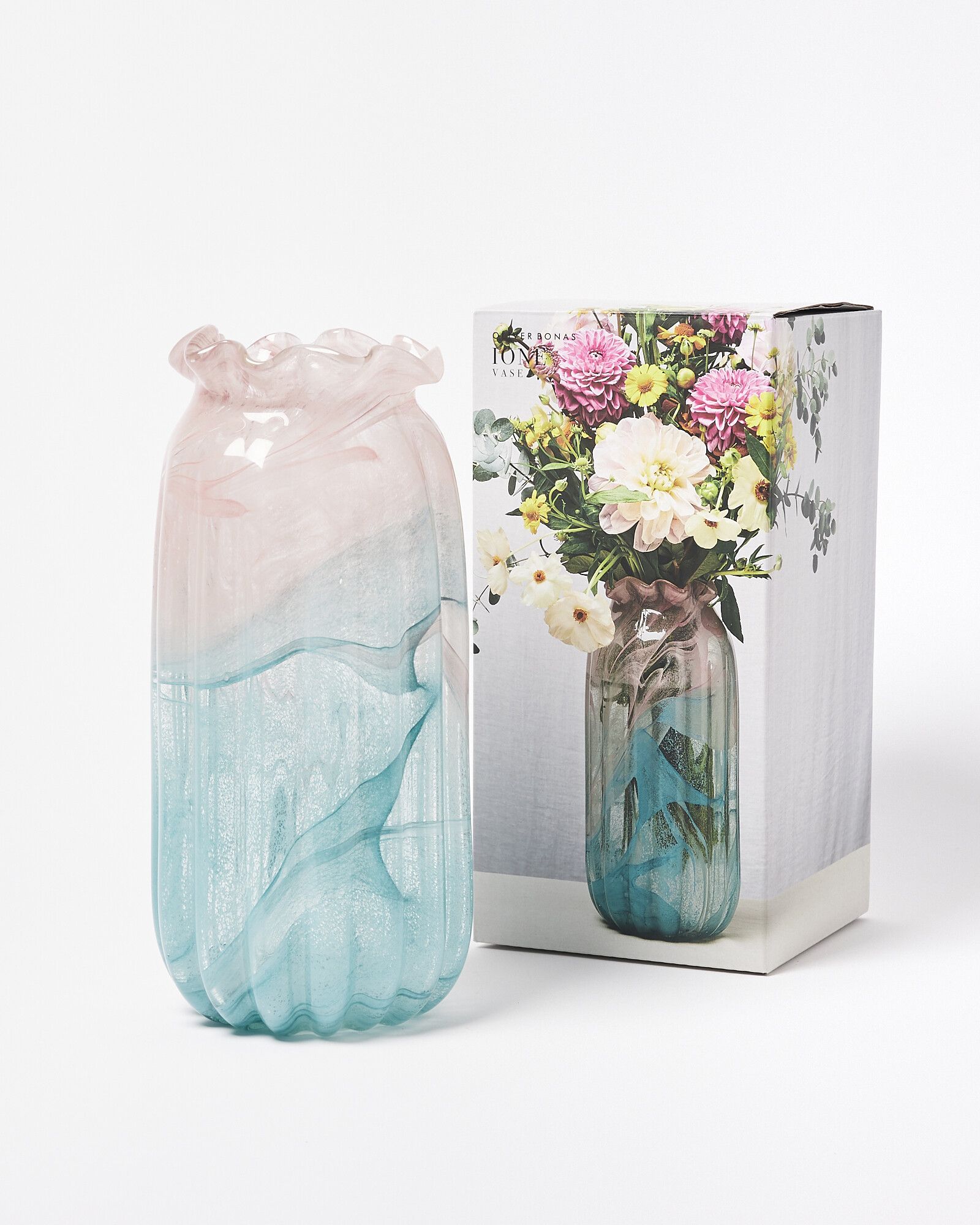 Ione Pink Swirl Glass Vase | Oliver Bonas
