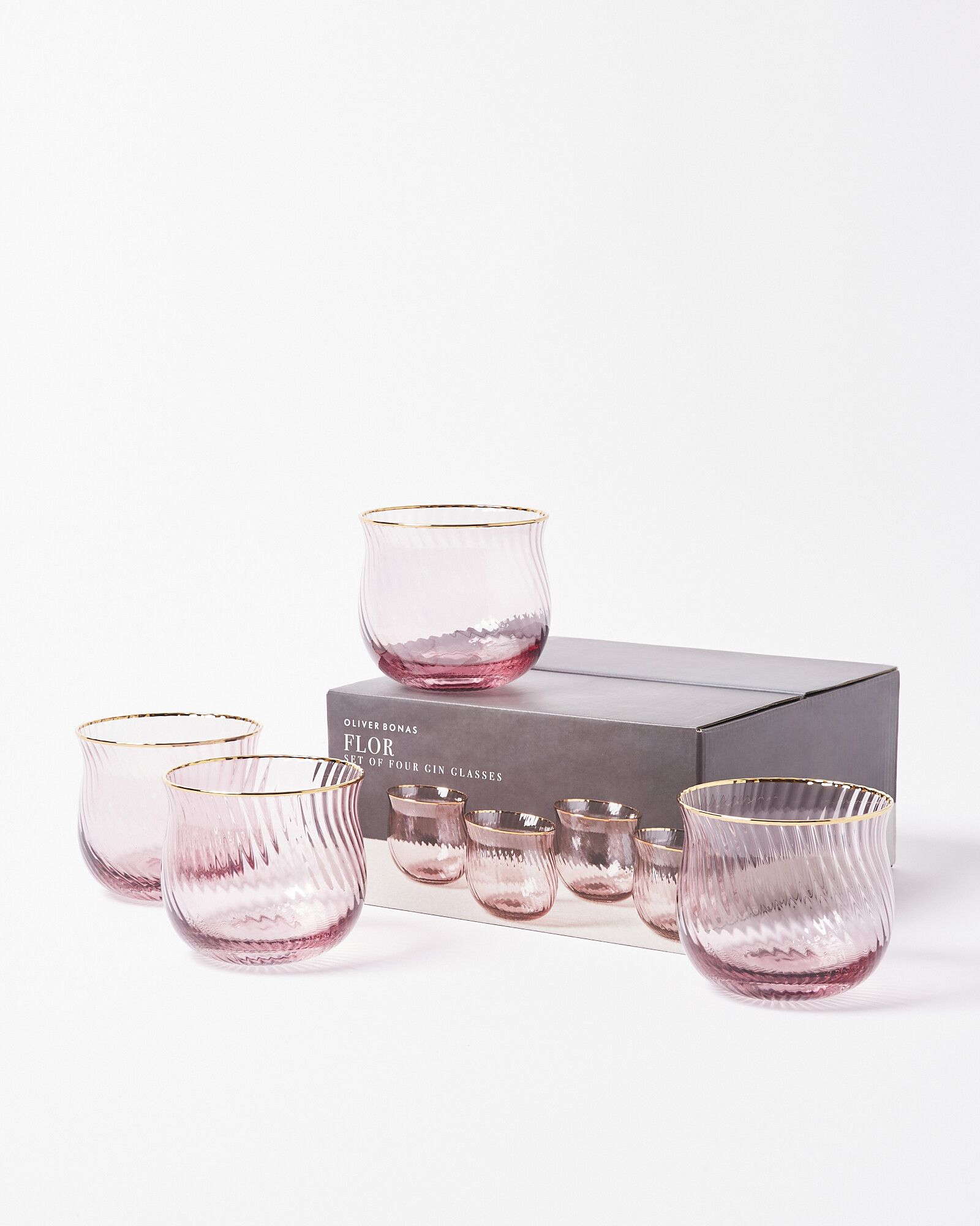 Flor Stemless Purple Gin Glasses Set Of Four | Oliver Bonas