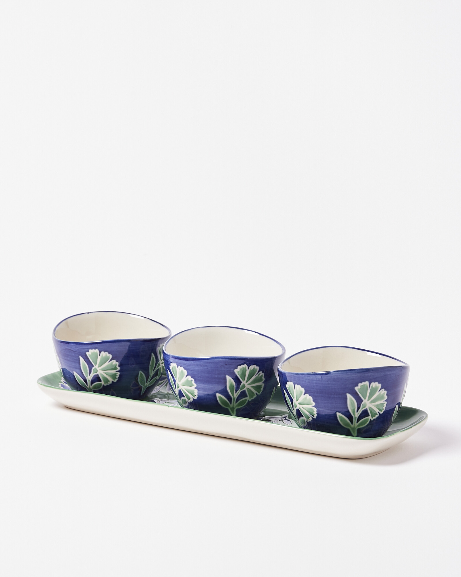 Dahlia Floral Ceramic Nibble Bowl Set Oliver Bonas