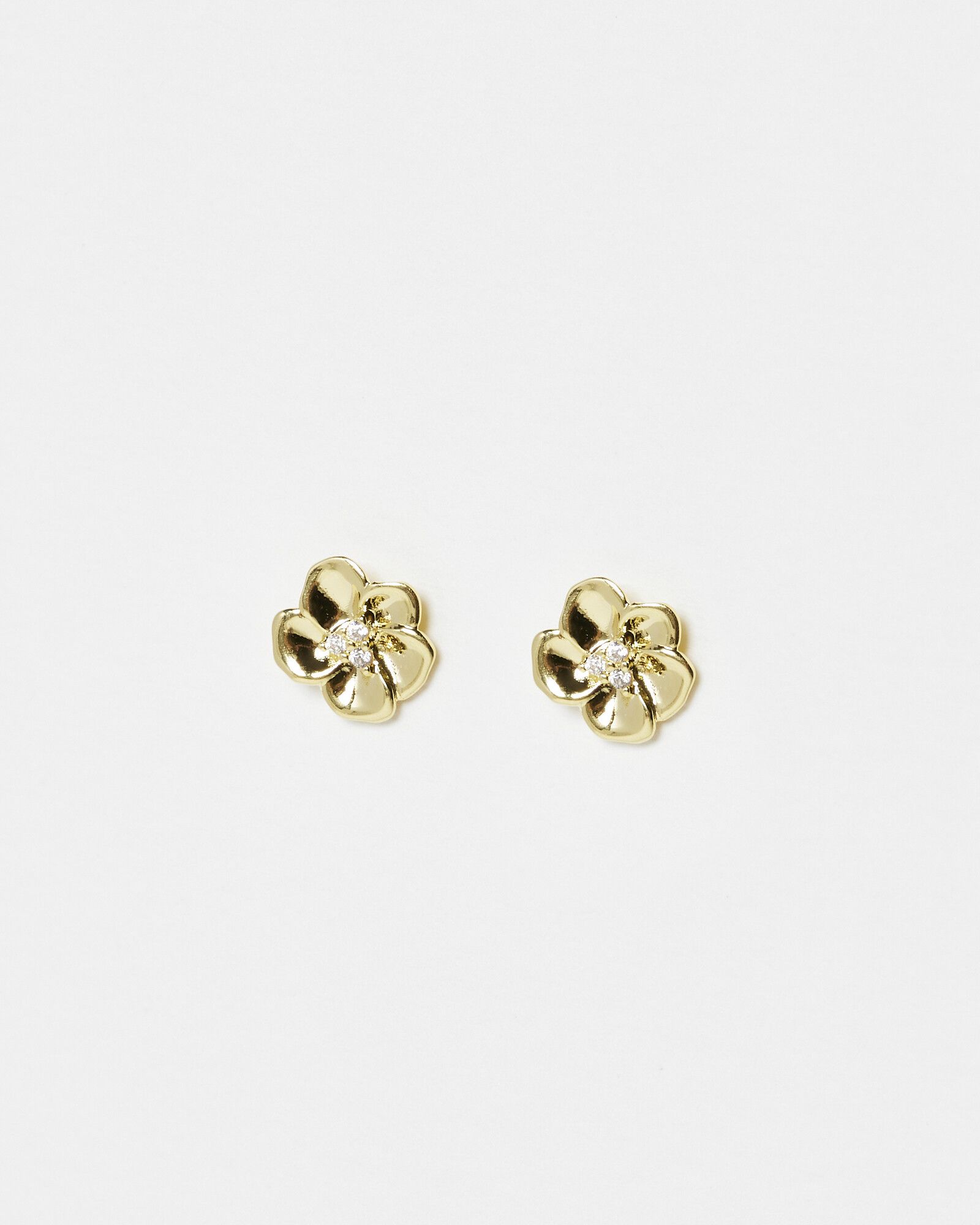 Rosie Flower Gold Plated Stud Earrings | Oliver Bonas